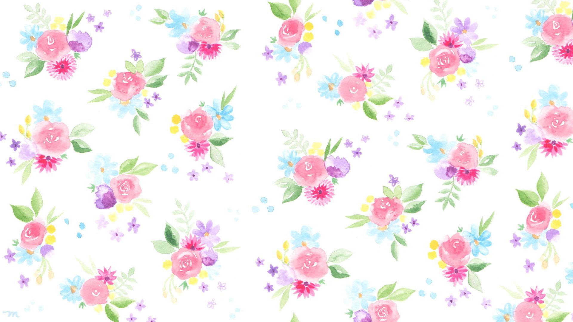 Fiori acquerello sfondo bianco, 1920x1080 Full HD, PC Desktop