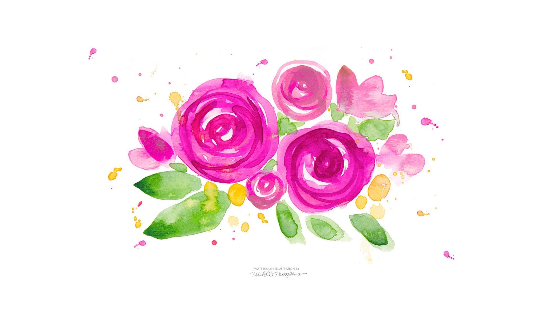 Rose rosa ad acquerello, 1920x1080 1080p, Monitor Gaming