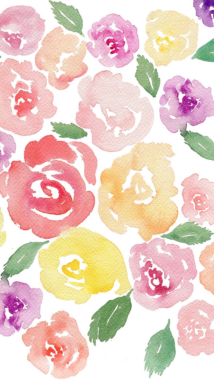 Fiori acquerello rosa pastello, 720x1280 Full HD Verticale, Smartphone