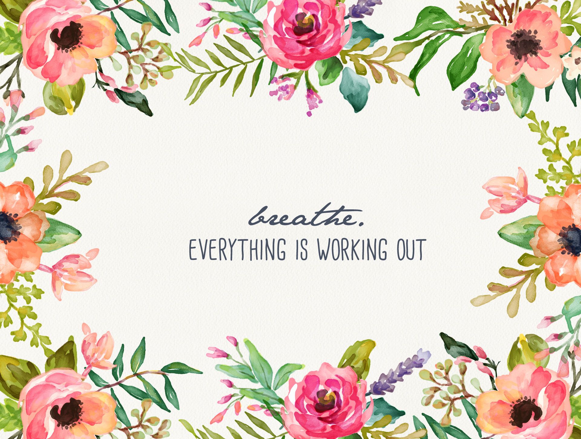 Fiori acquarello con testo motivazionale, 1920x1451 Full HD+ WUXGA, PC