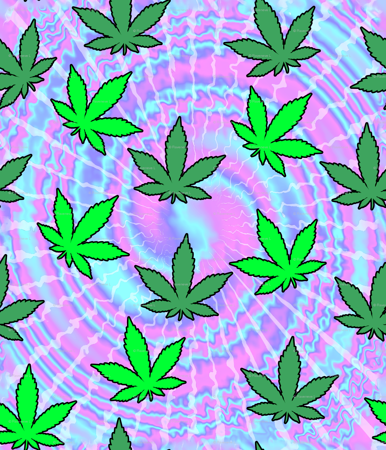 Foglie di cannabis tie-dye neon, 1350x1575 Verticale, Telefono