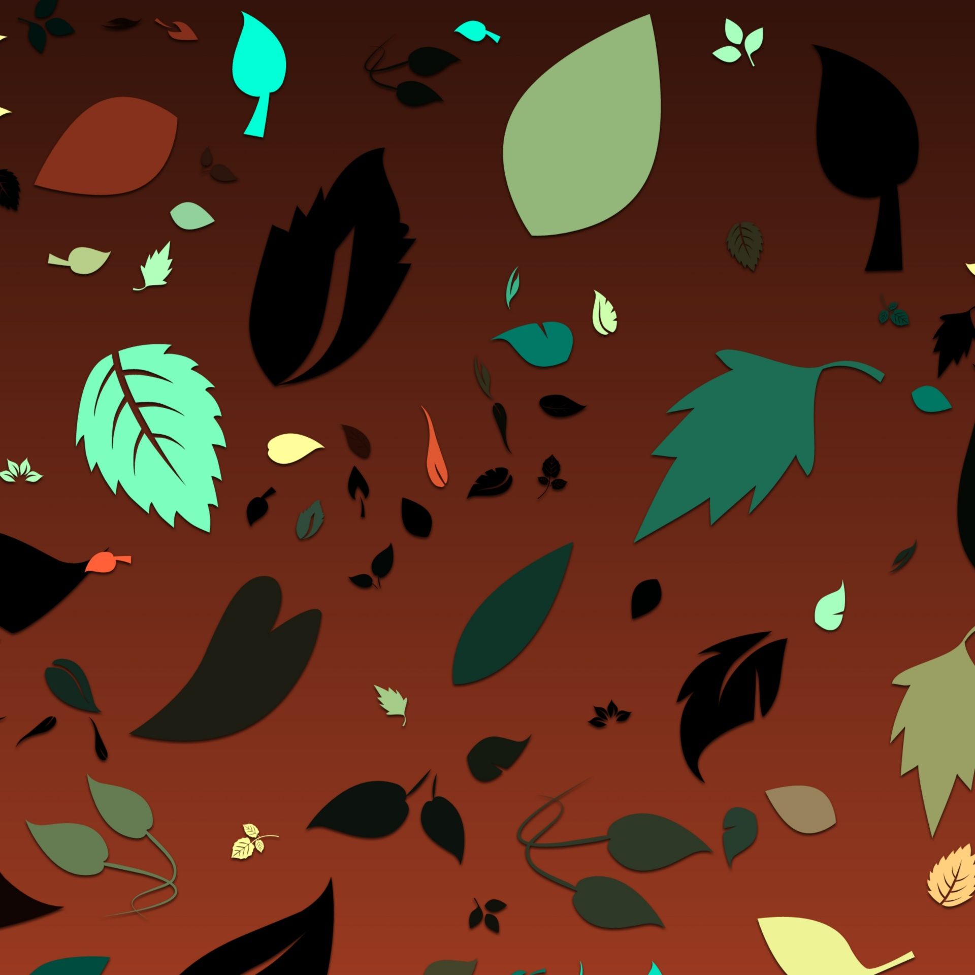 Foglie colorate su sfondo rosso, 1920x1920 WUXGA, Desktop