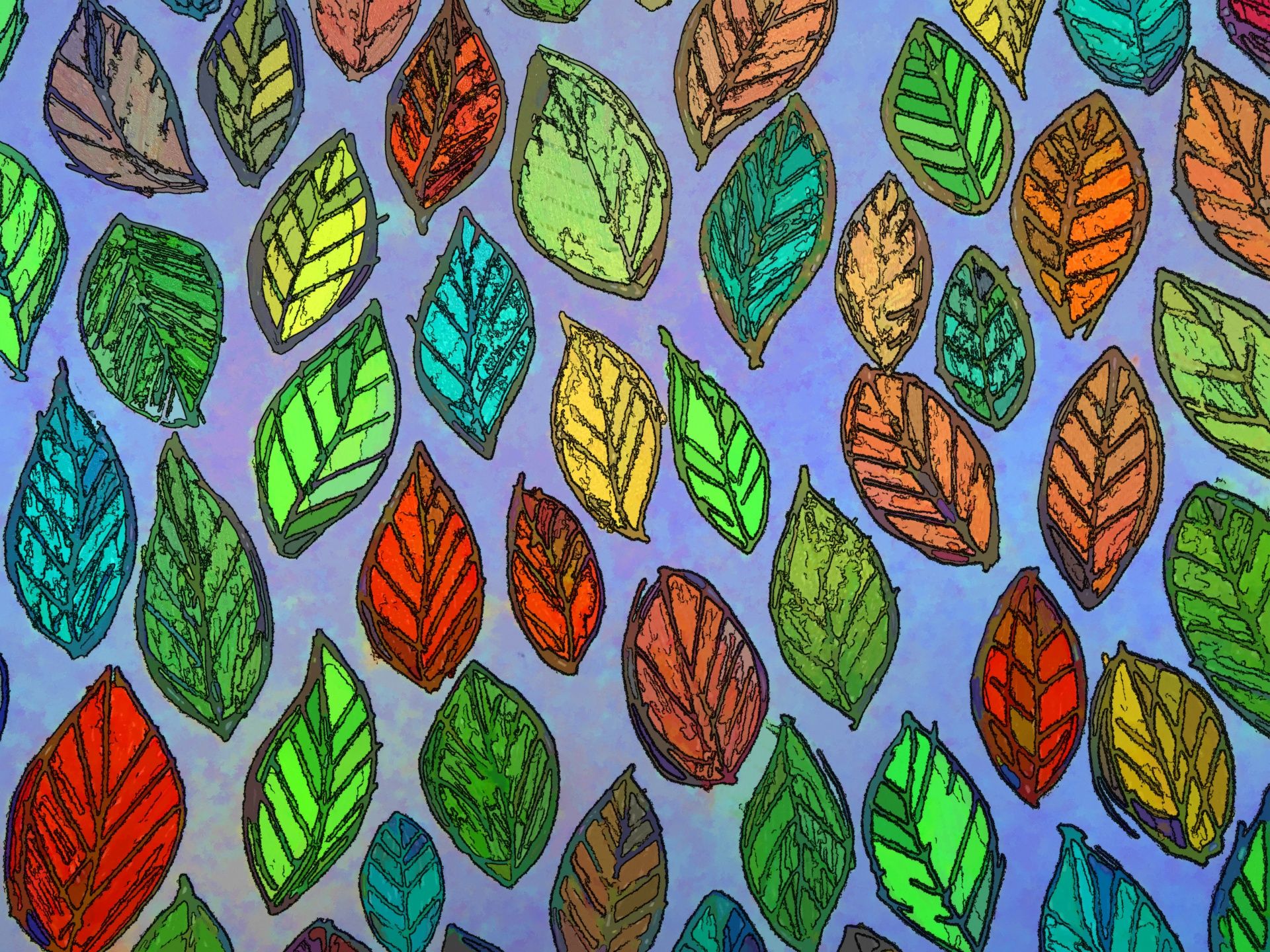 Foglie colorate stile vetro colorato, 1920x1440 Full HD+ WUXGA, Laptop