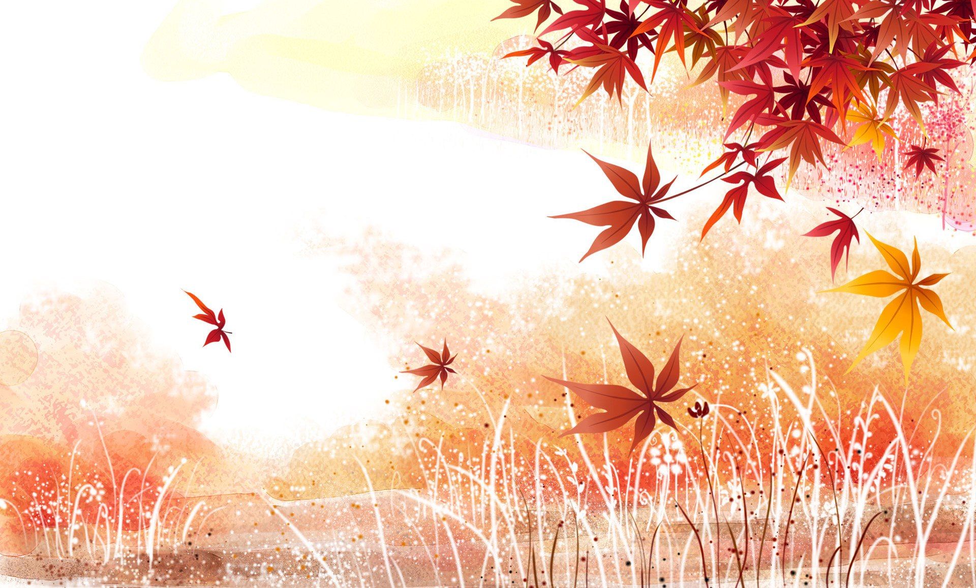 Foglie d'acero autunnali illustrate, 1920x1158 1080p, Desktop