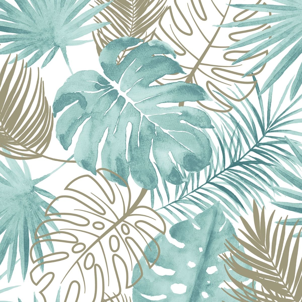 Foglie tropicali verde acqua, 1200x1200 HD, Desktop
