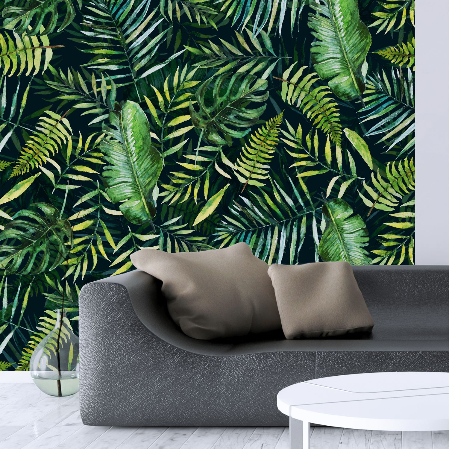Foglie tropicali verdi parete, 1500x1500 720p, PC