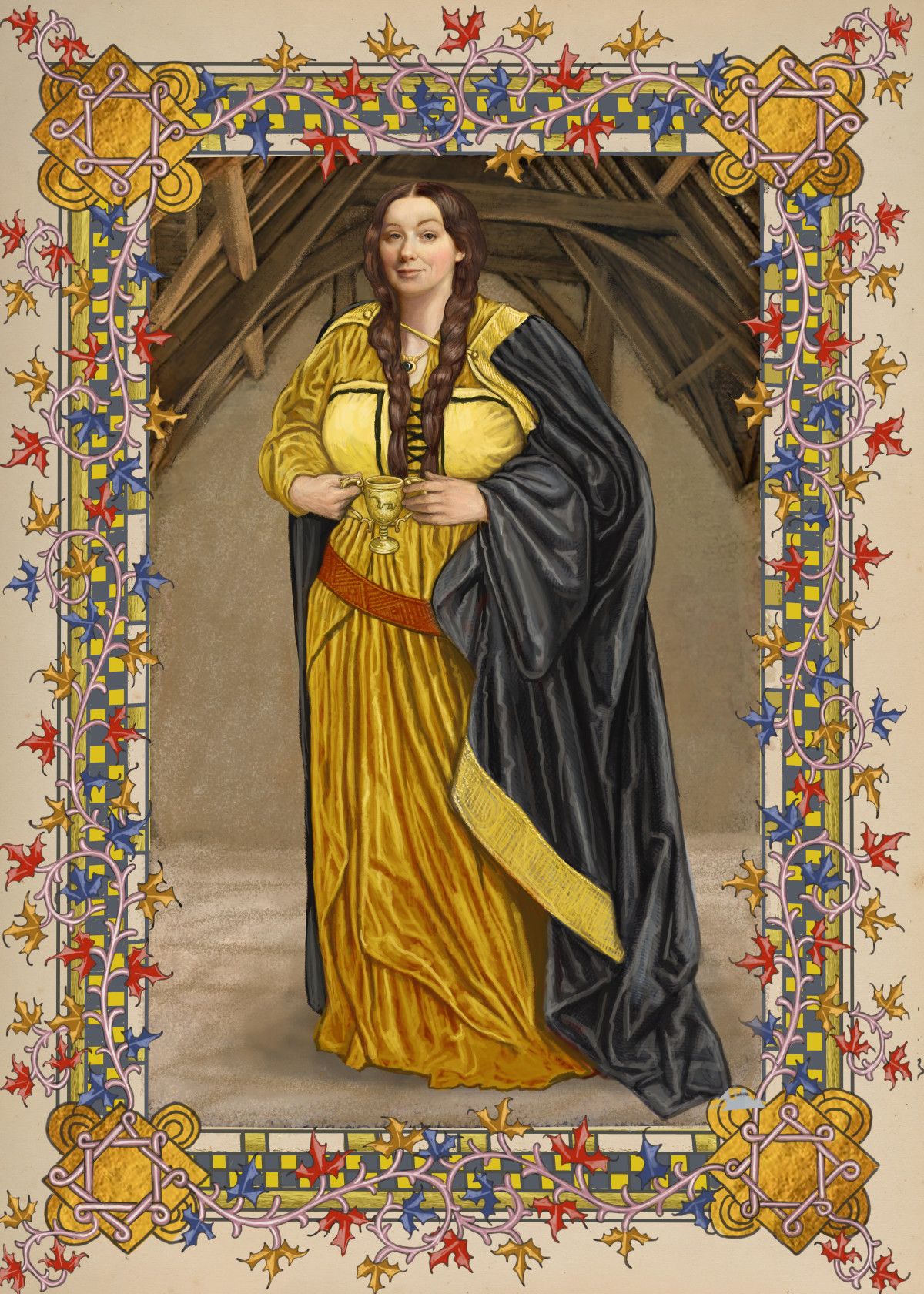 Helga Hufflepuff illustrazione medievale, 1200x1680 Full HD Verticale, iPhone