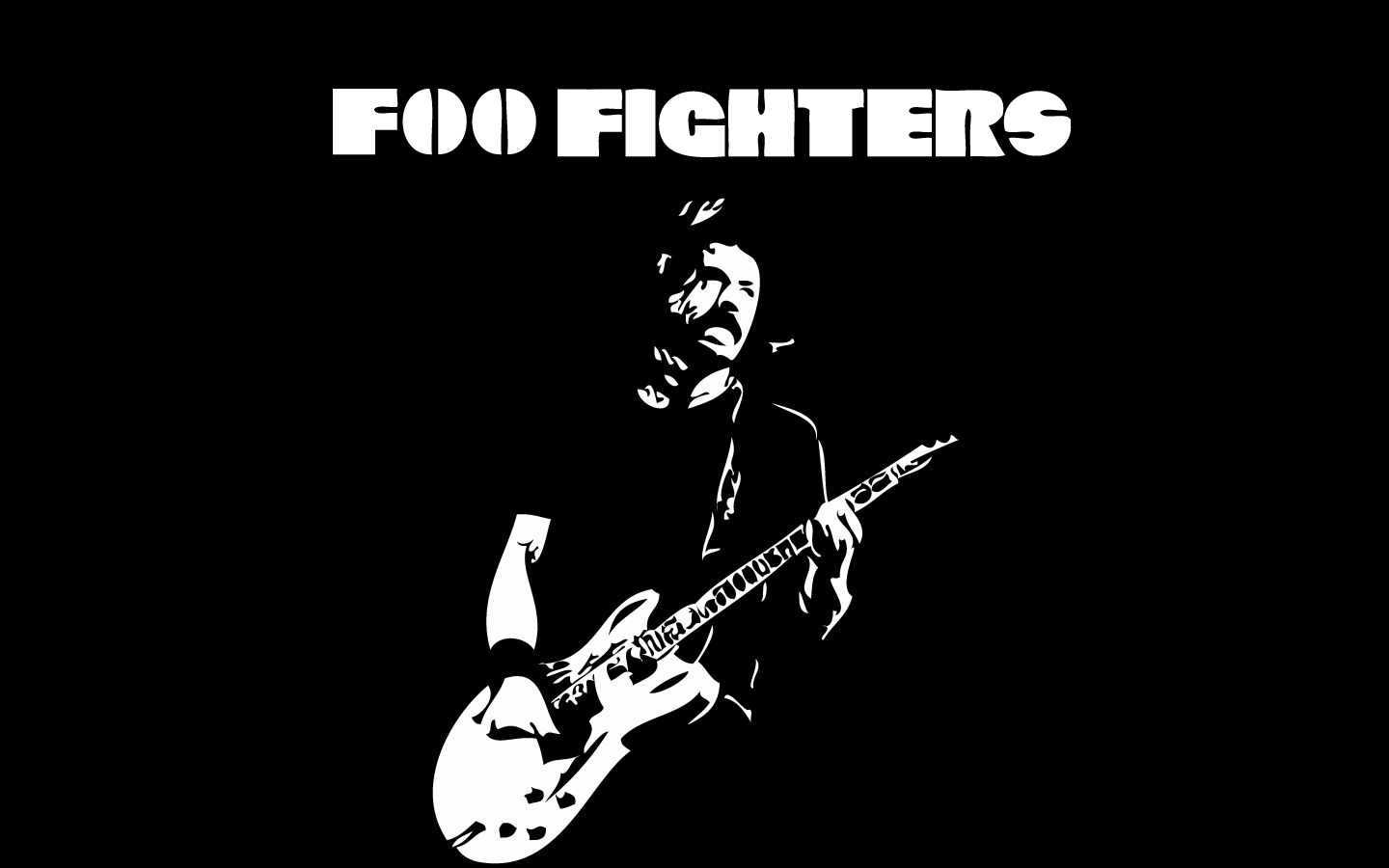 Foo Fighters logo chitarrista bianco nero, 1440x900 720p, PC