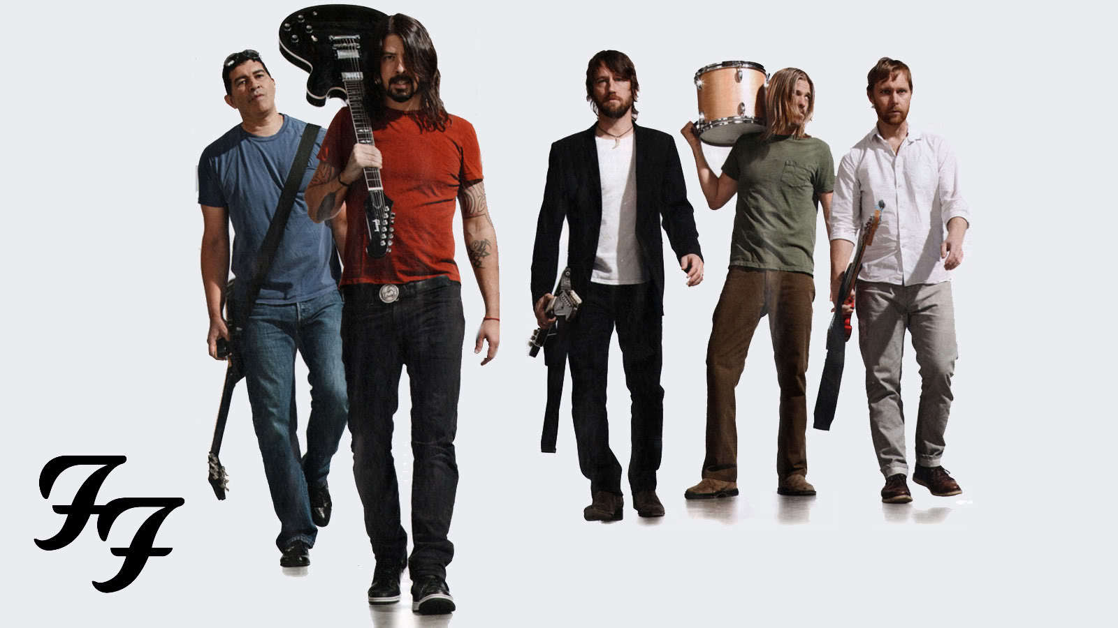 Logo Foo Fighters, chitarrista, folla concerto, 1366x768 HD, Desktop