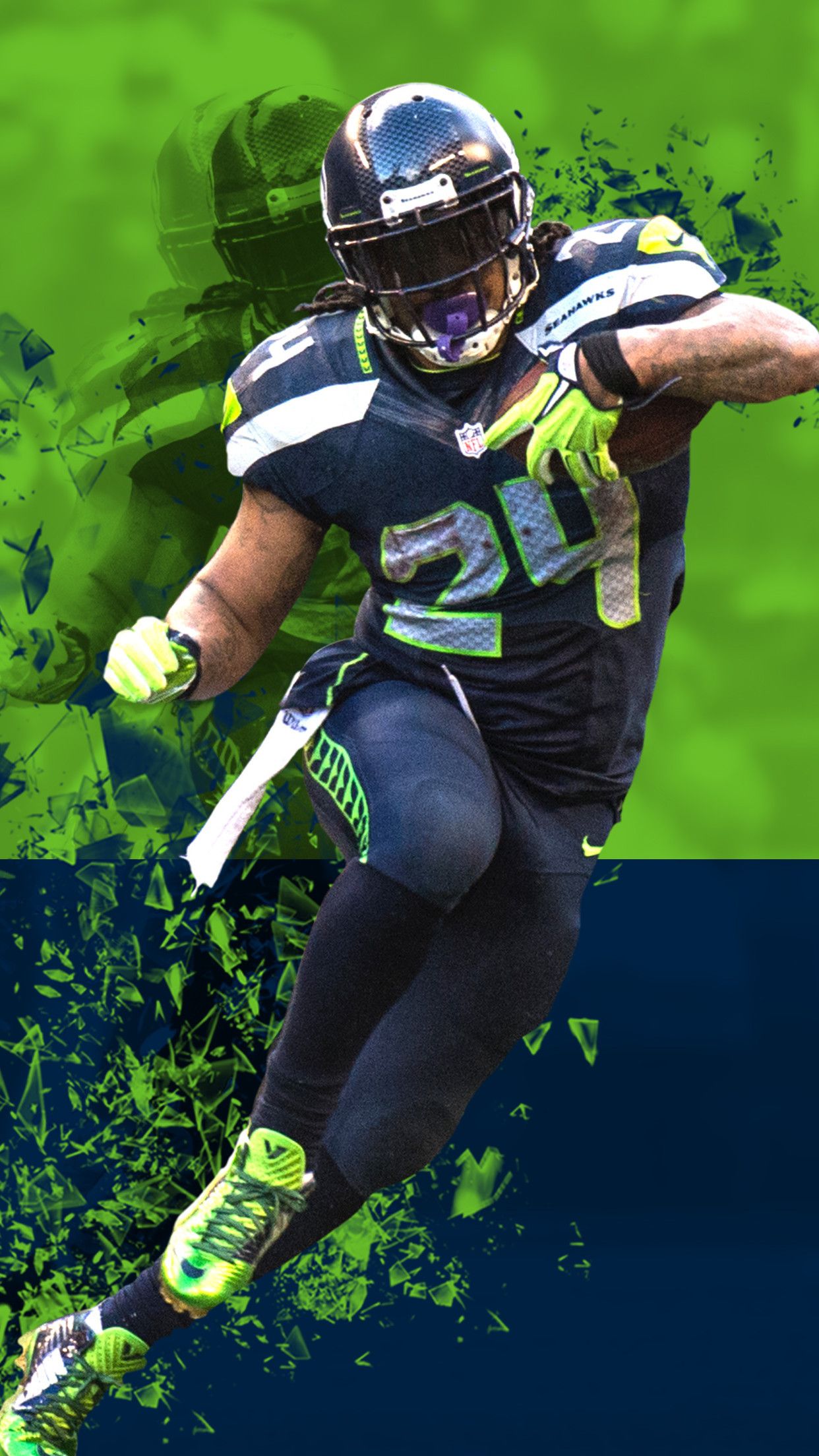 Giocatore football Seahawks verde, 1242x2208 Verticale, Mobile