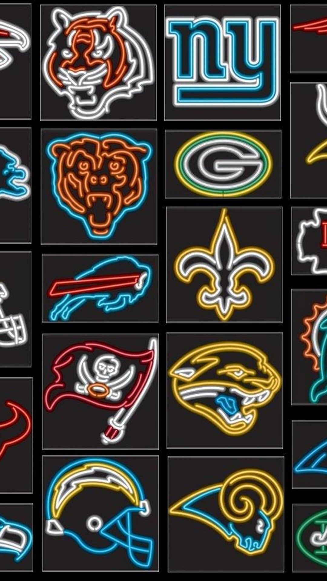 Loghi neon squadre NFL, 1080x1920 Verticale, Telefono