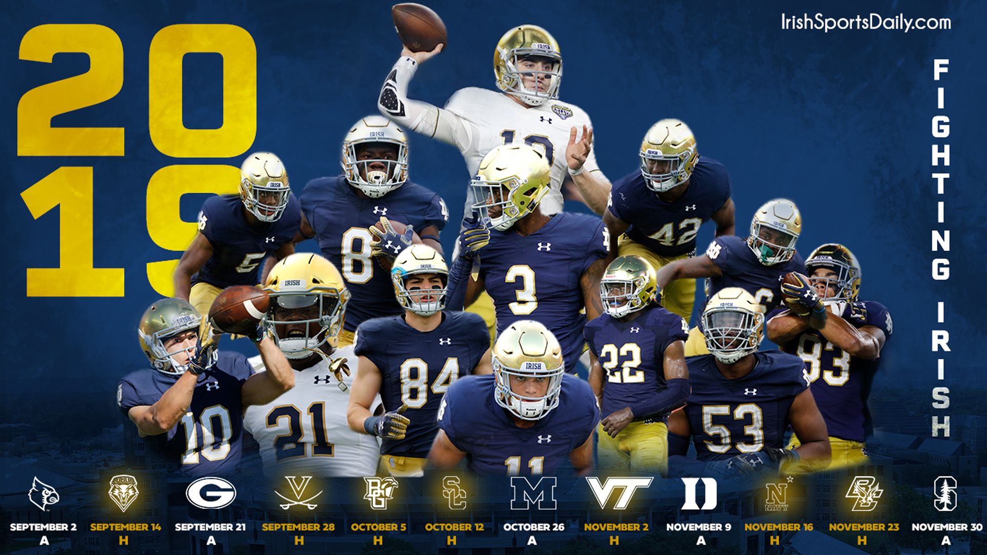 Notre Dame Fighting Irish football, 1600x900 HD, Desktop