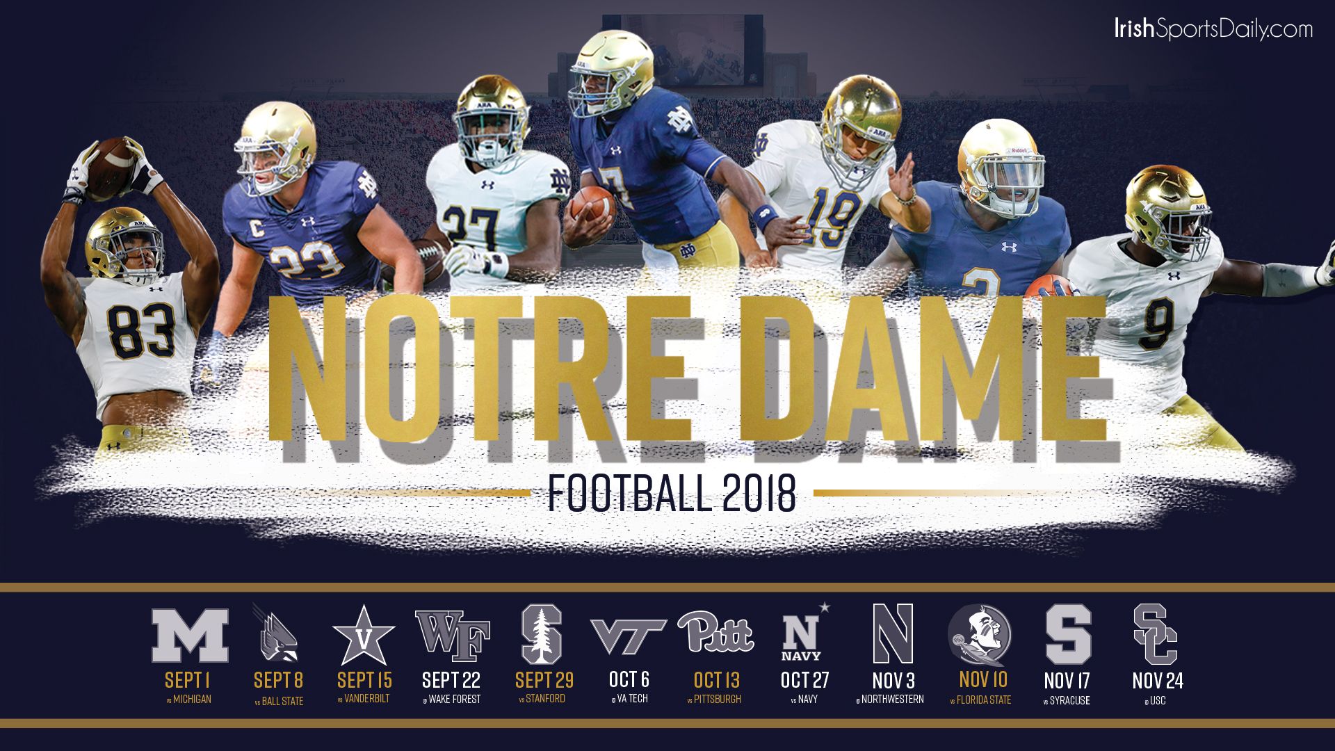Squadra football Notre Dame logo, 1920x1080 Full HD, Desktop