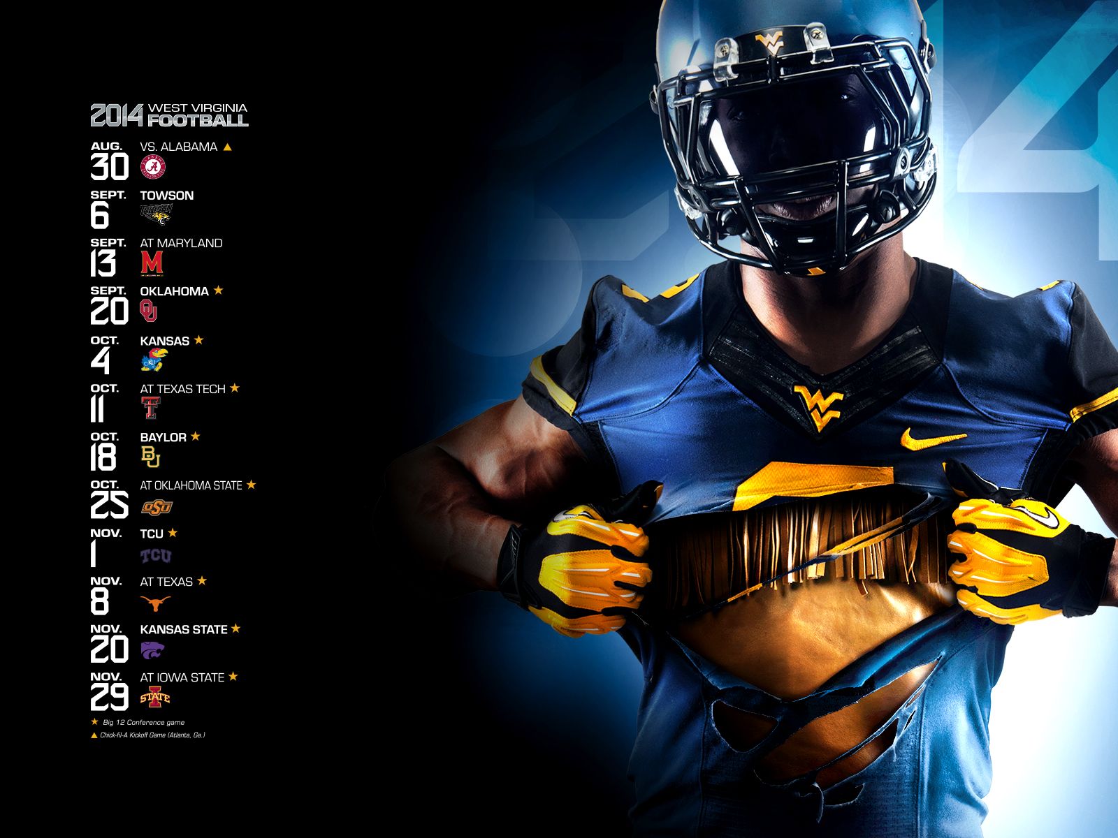 Giocatore football WVU calendario, 1600x1200 HD, Lenovo Legion