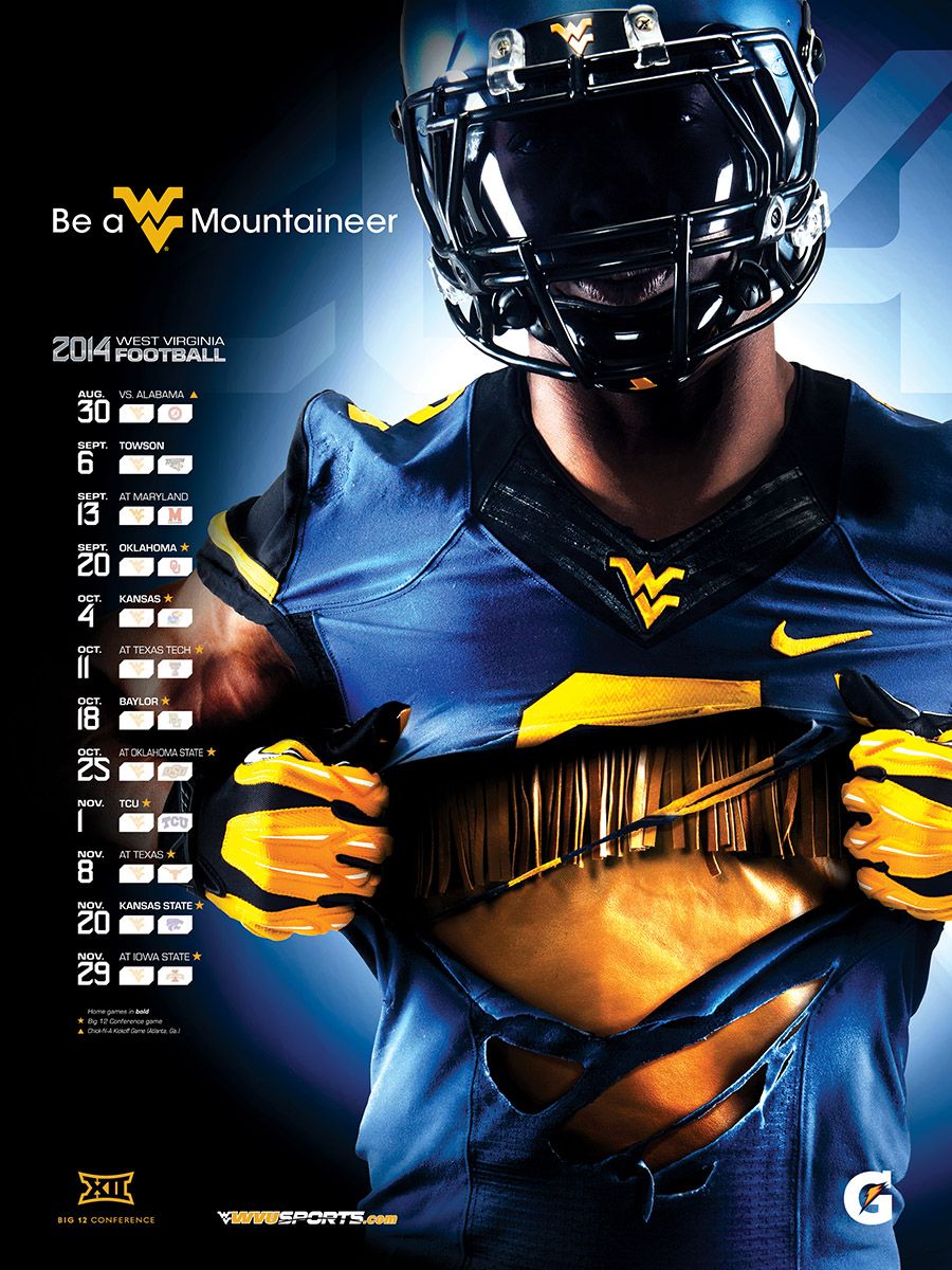 Giocatore football WVU Mountaineers, 900x1200 Verticale, Android