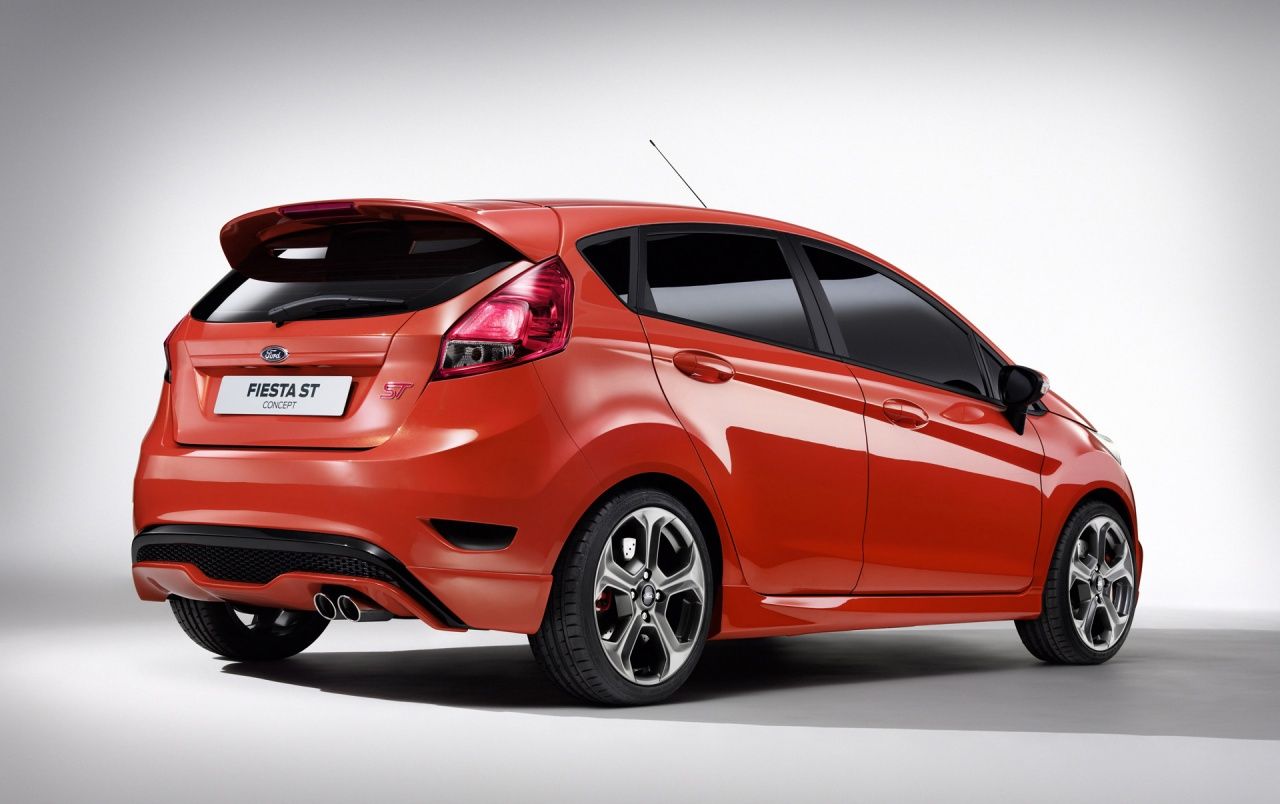 Ford Fiesta ST rossa, vista posteriore, 1280x804 720p, PC