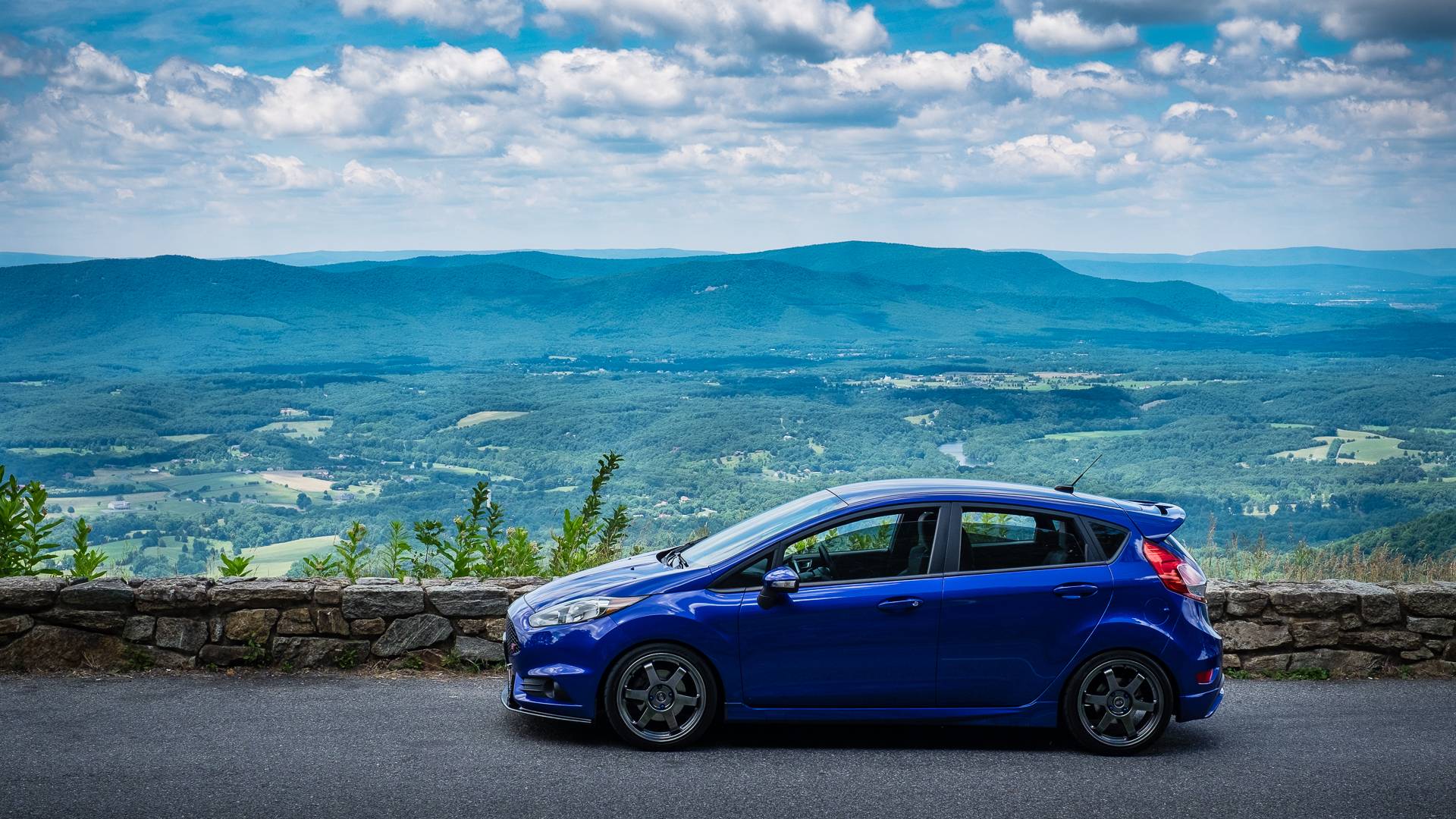 Ford Fiesta ST blu, panorama, 1920x1080 1080p, PC
