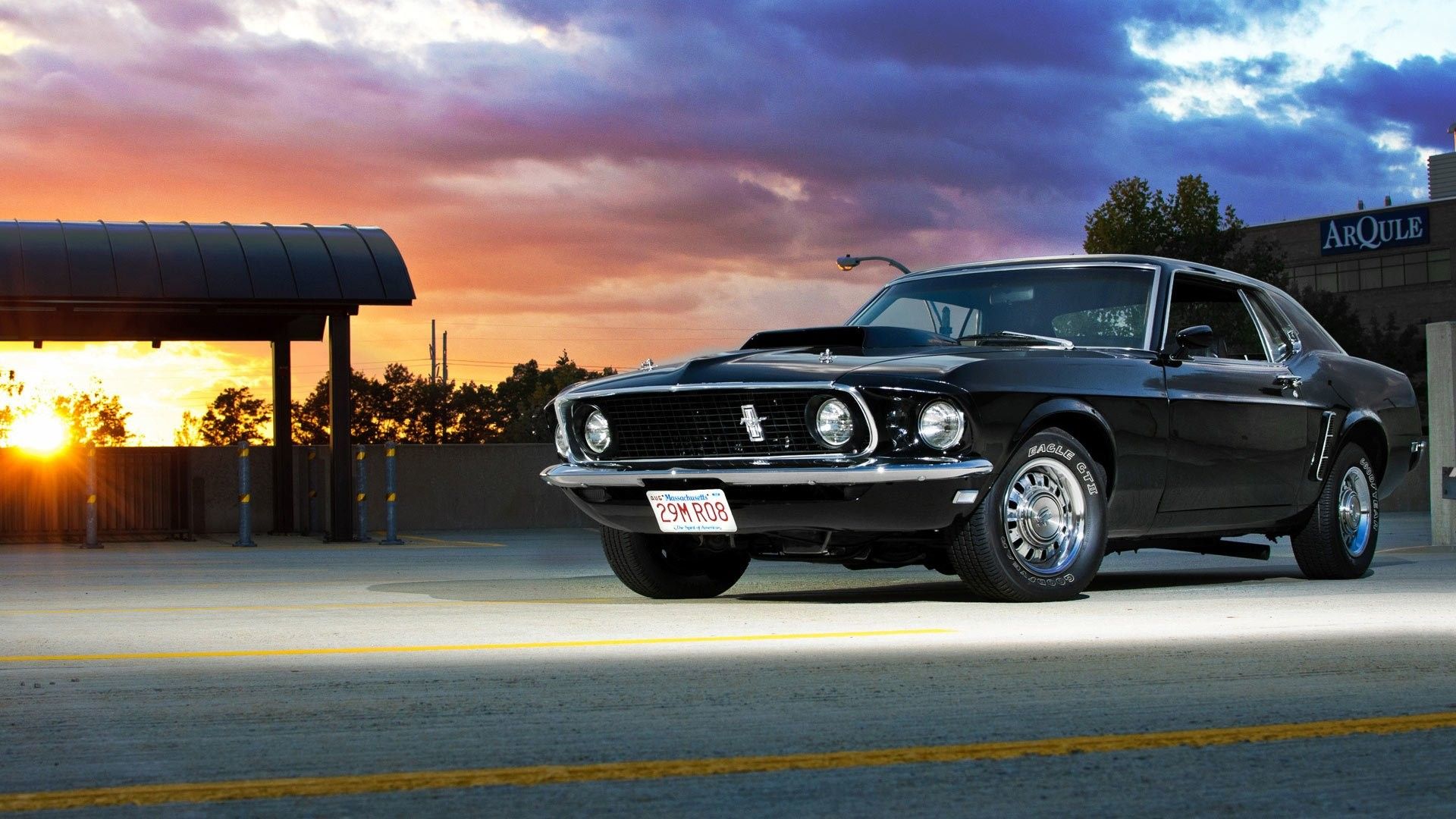 Ford Mustang nera vintage, 1920x1080 Full HD 1080p, Desktop