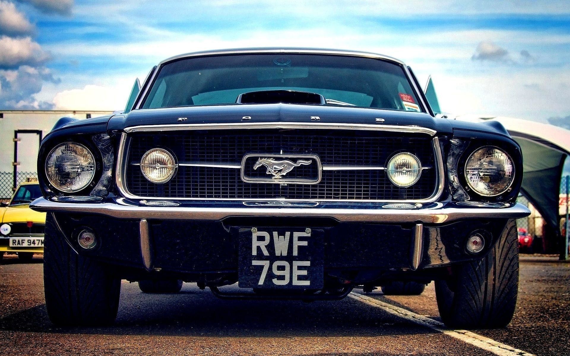 Ford Mustang nera vintage frontale, muscle car, 1920x1200 Full HD+ WUXGA, Desktop