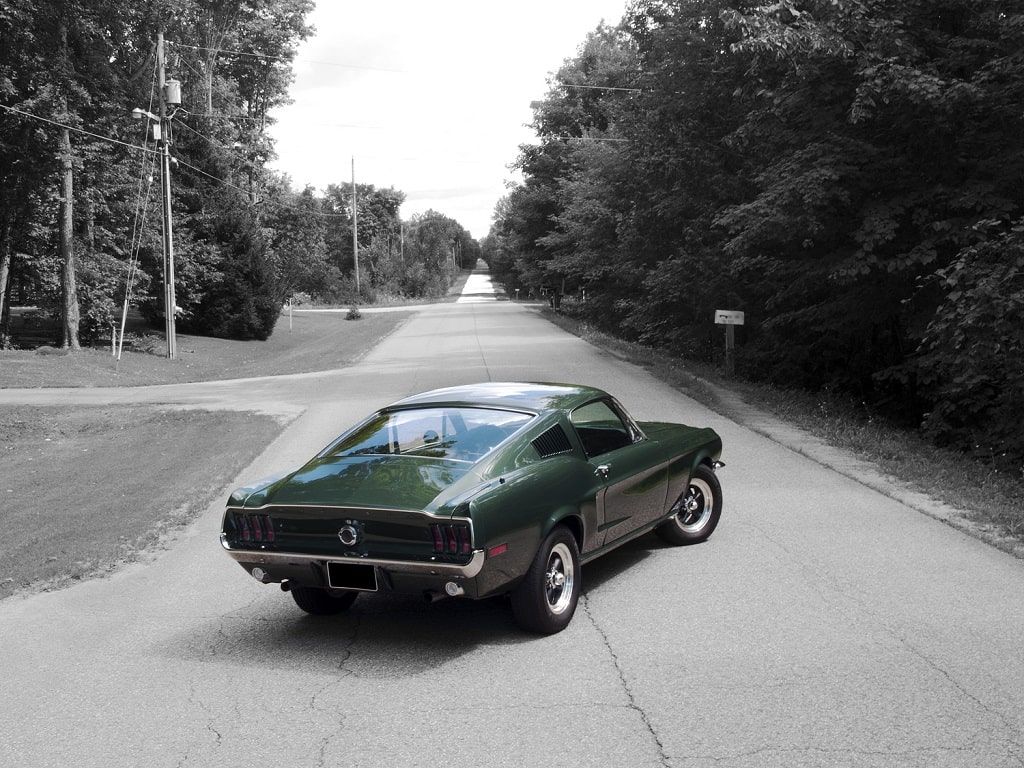 Mustang verde su strada, 1024x768 HD, PC