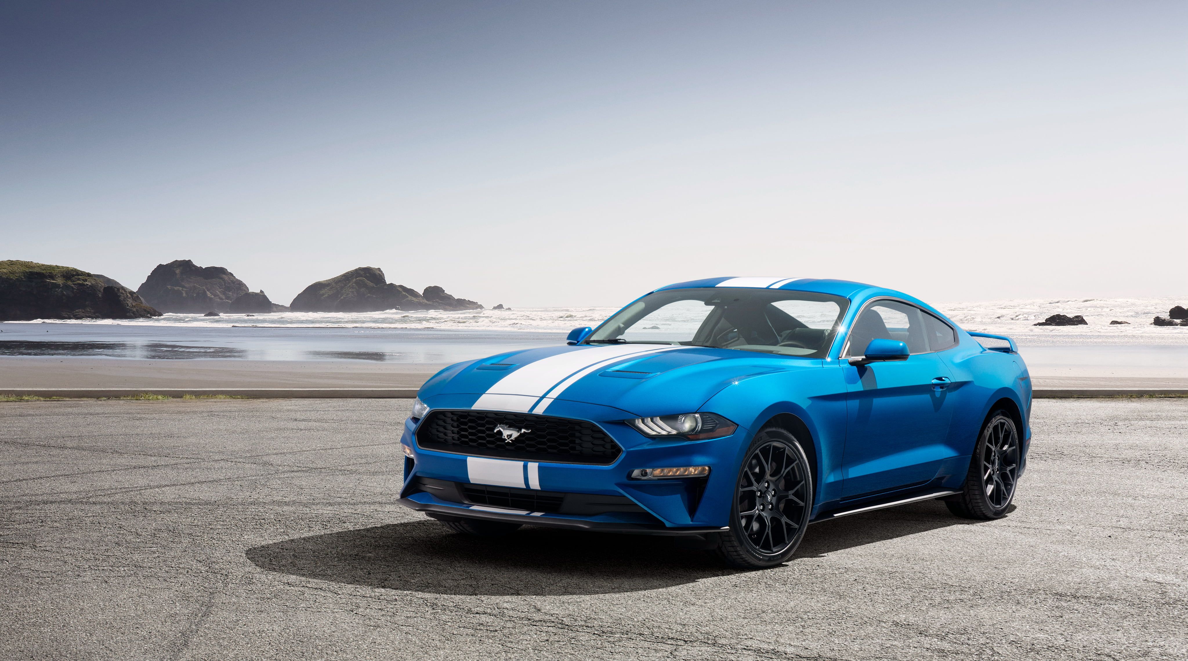 Ford Mustang blu coupé, 4096x2281 UHD, PC 4K
