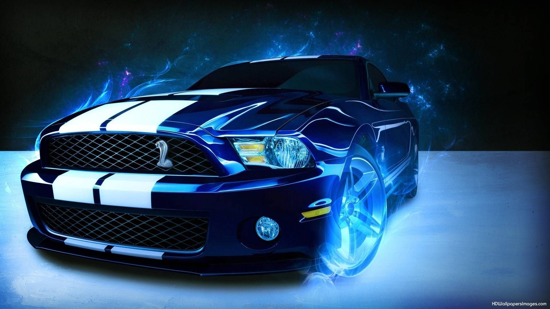 Ford Mustang blu con fiamme, 1920x1080 1080p, Desktop