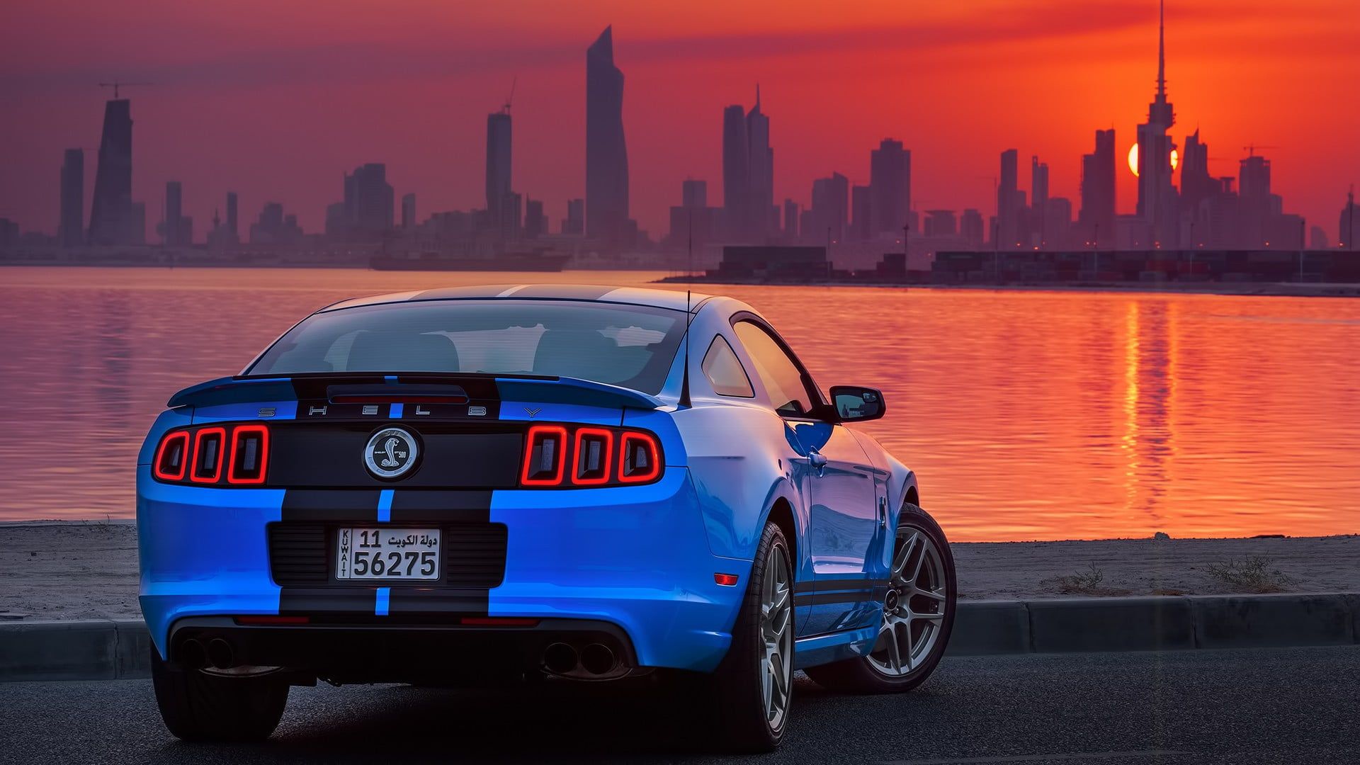 Ford Mustang blu tramonto, V8, 1920x1080 1080p, PC