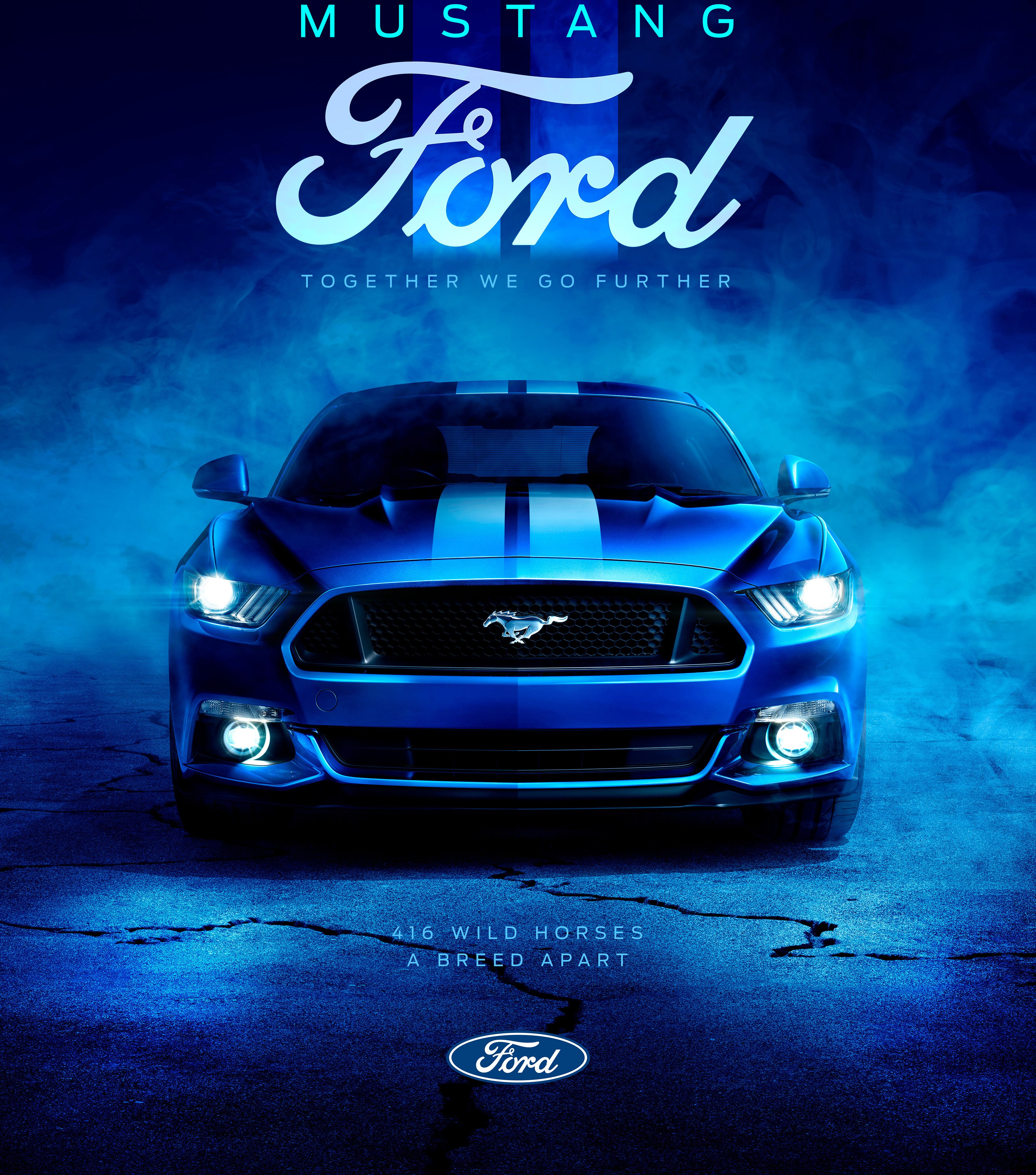 Ford Mustang blu notturna, muscle car, 3840x4353 Verticale, Telefono