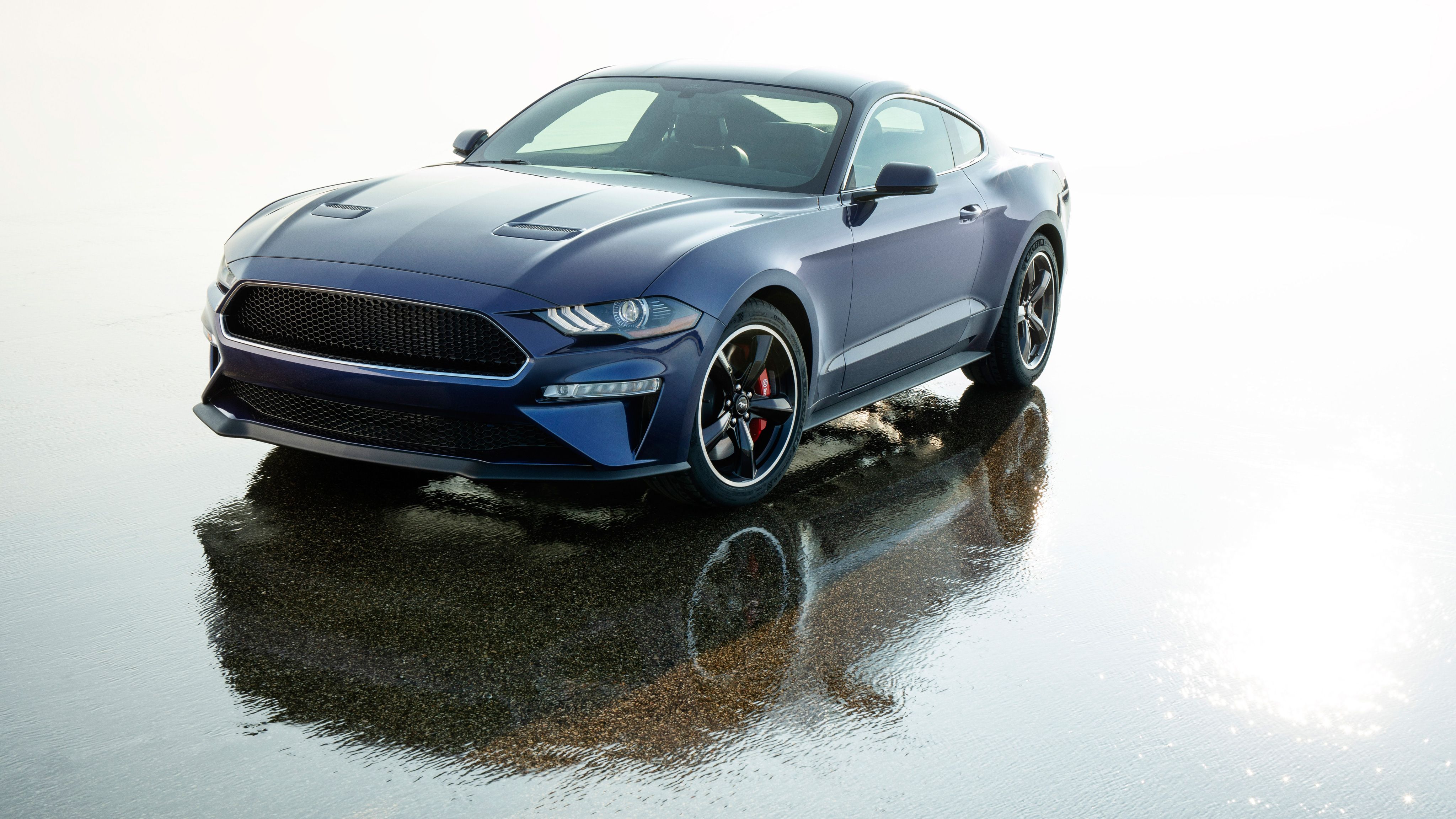 Ford Mustang Bullitt blu, 4096x2304 Ultra HD, Monitor 4K