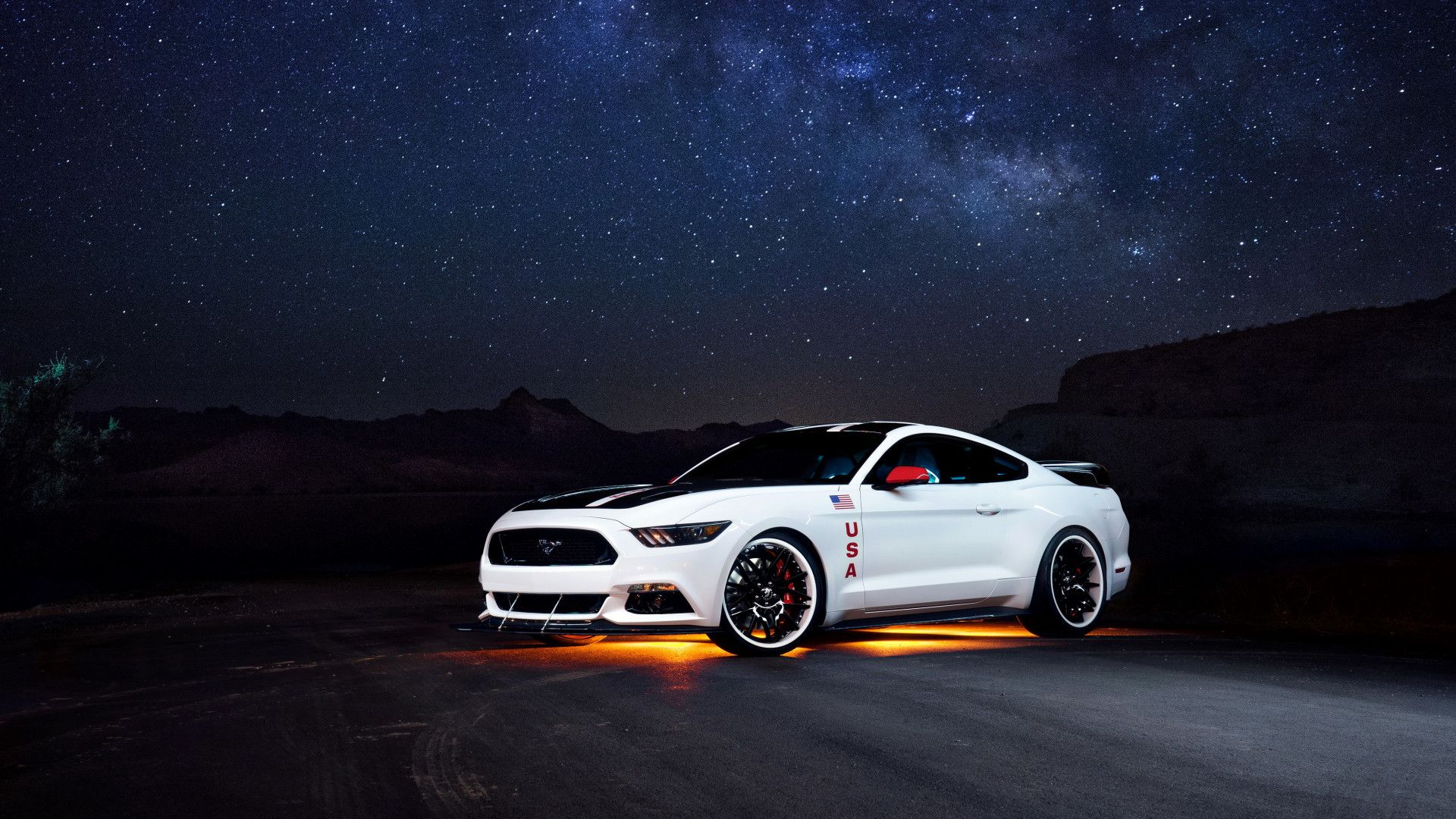 Ford Mustang bianca notturna, 1920x1080 Full HD, Laptop