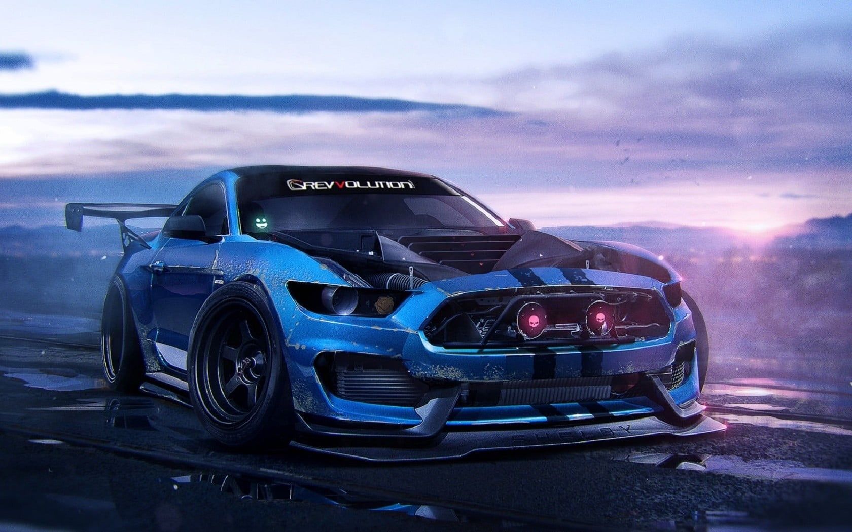 Ford Mustang blu sportiva, 1680x1050 HD, Desktop