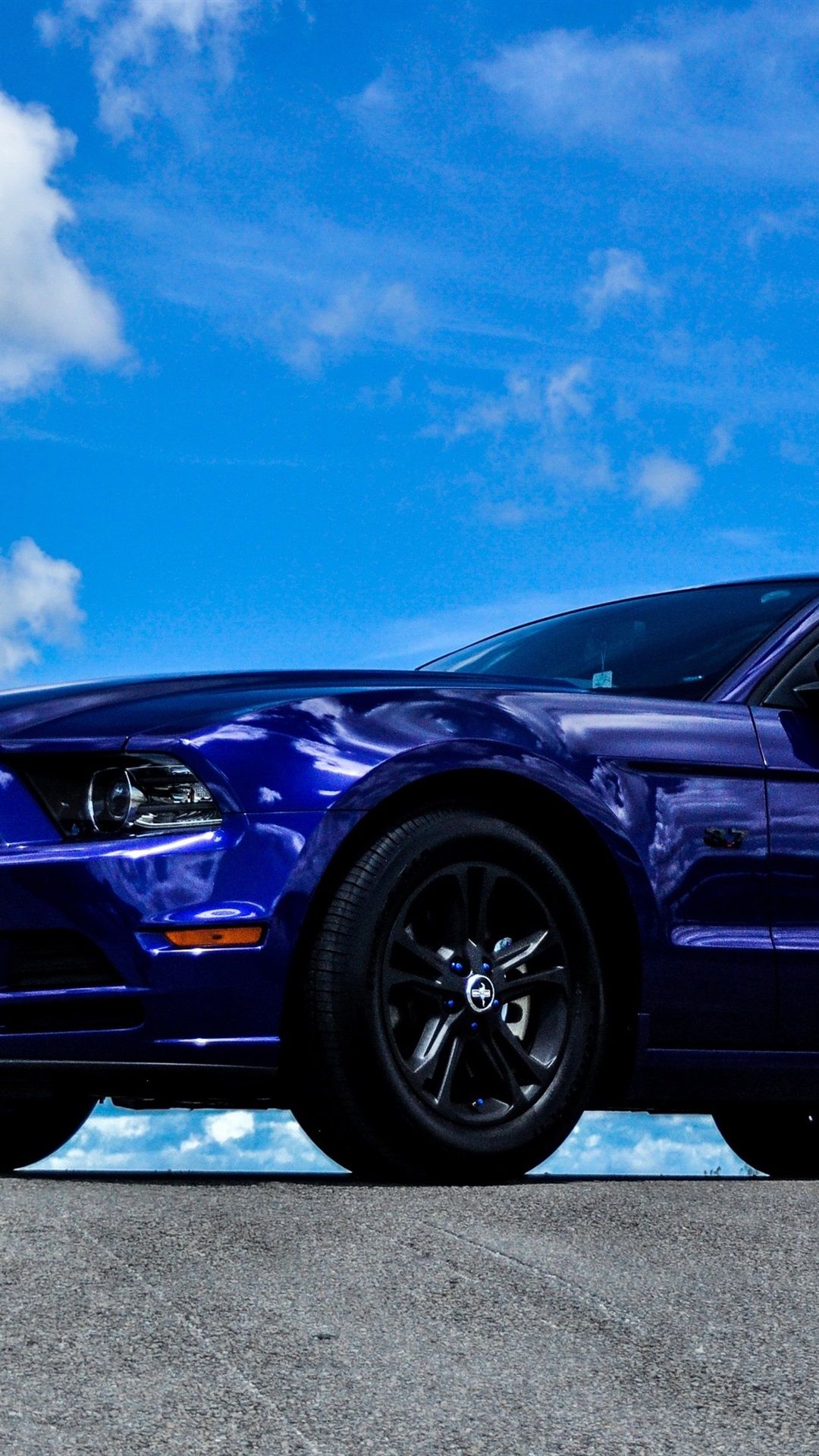 Ford Mustang blu vista laterale, 1080x1920 Verticale, Telefono