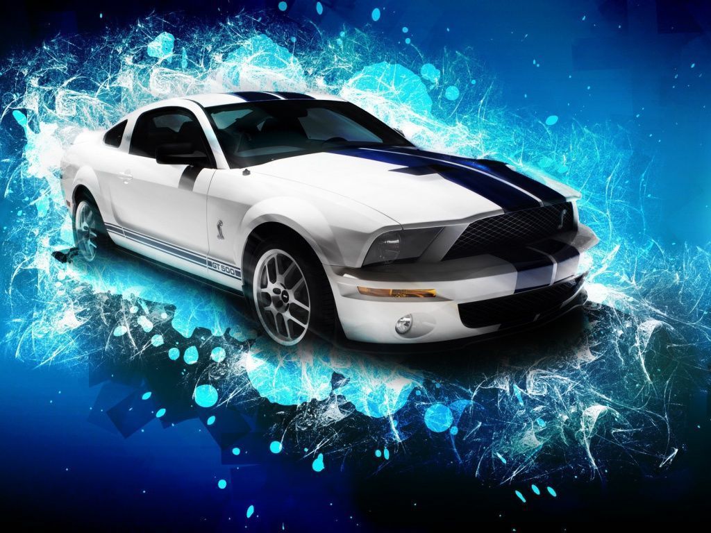 Ford Mustang Shelby bianca blu, 1024x768 HD, Desktop