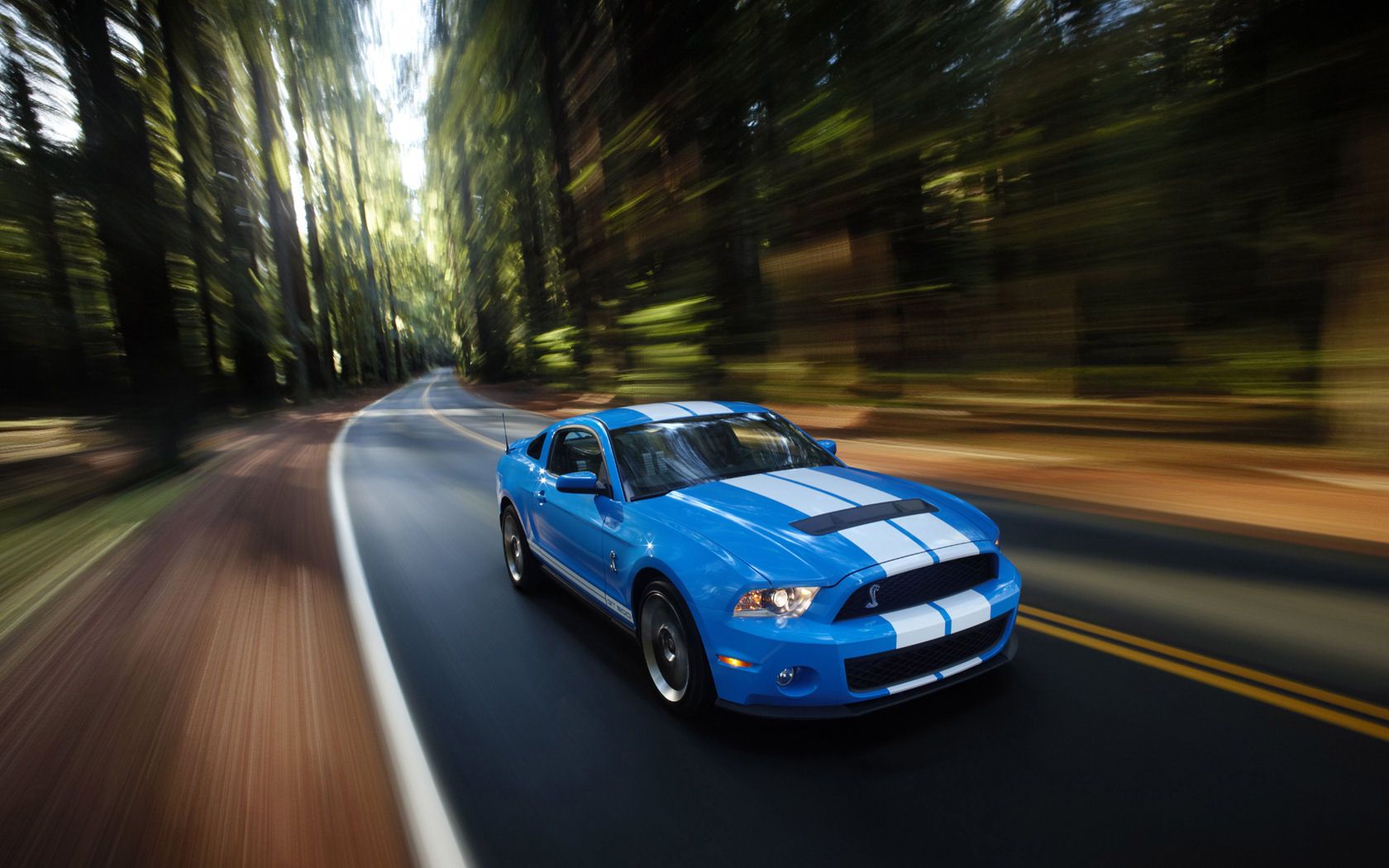 Ford Mustang Shelby blu strada, 1680x1050 HD Ready, PC