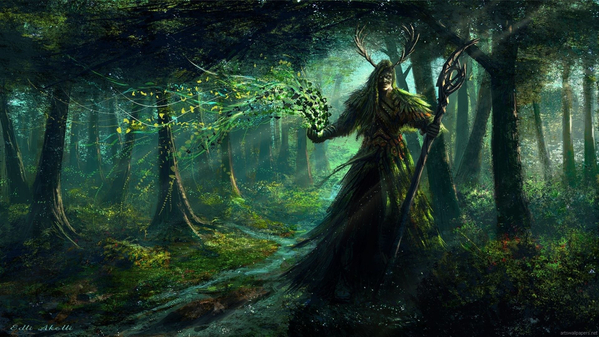 Elfo mago nella foresta, 1920x1080 Full HD, Desktop