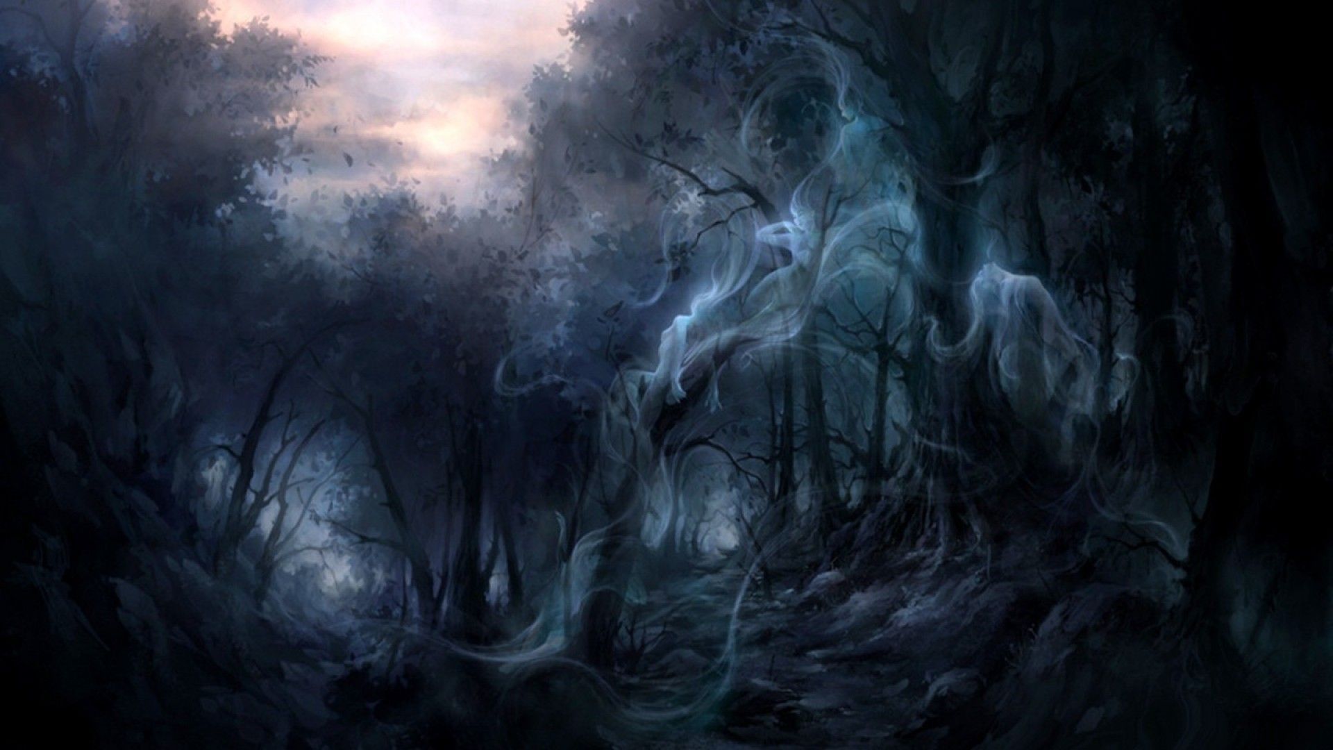 foresta oscura con spiriti, 1920x1080 Full HD 1080p, Desktop
