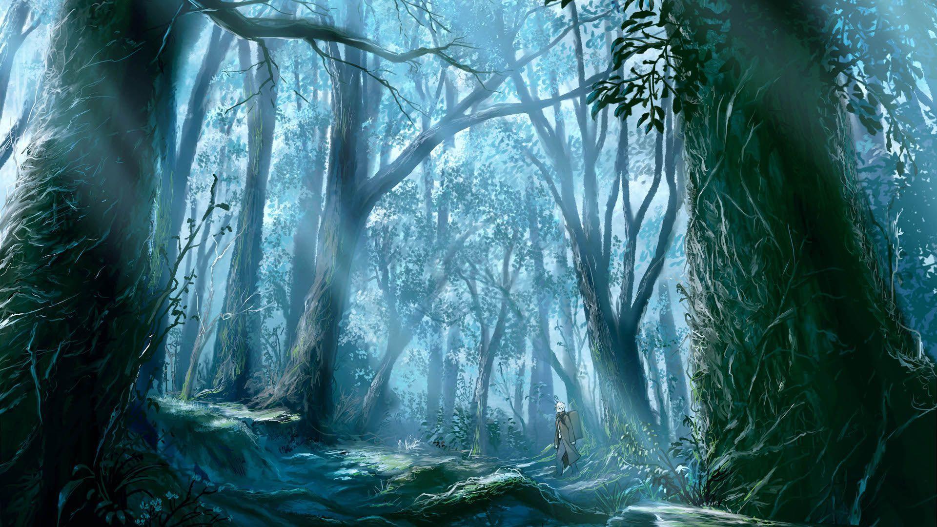 Foresta oscura nebbiosa blu, 1920x1080 Full HD 1080p, PC Desktop