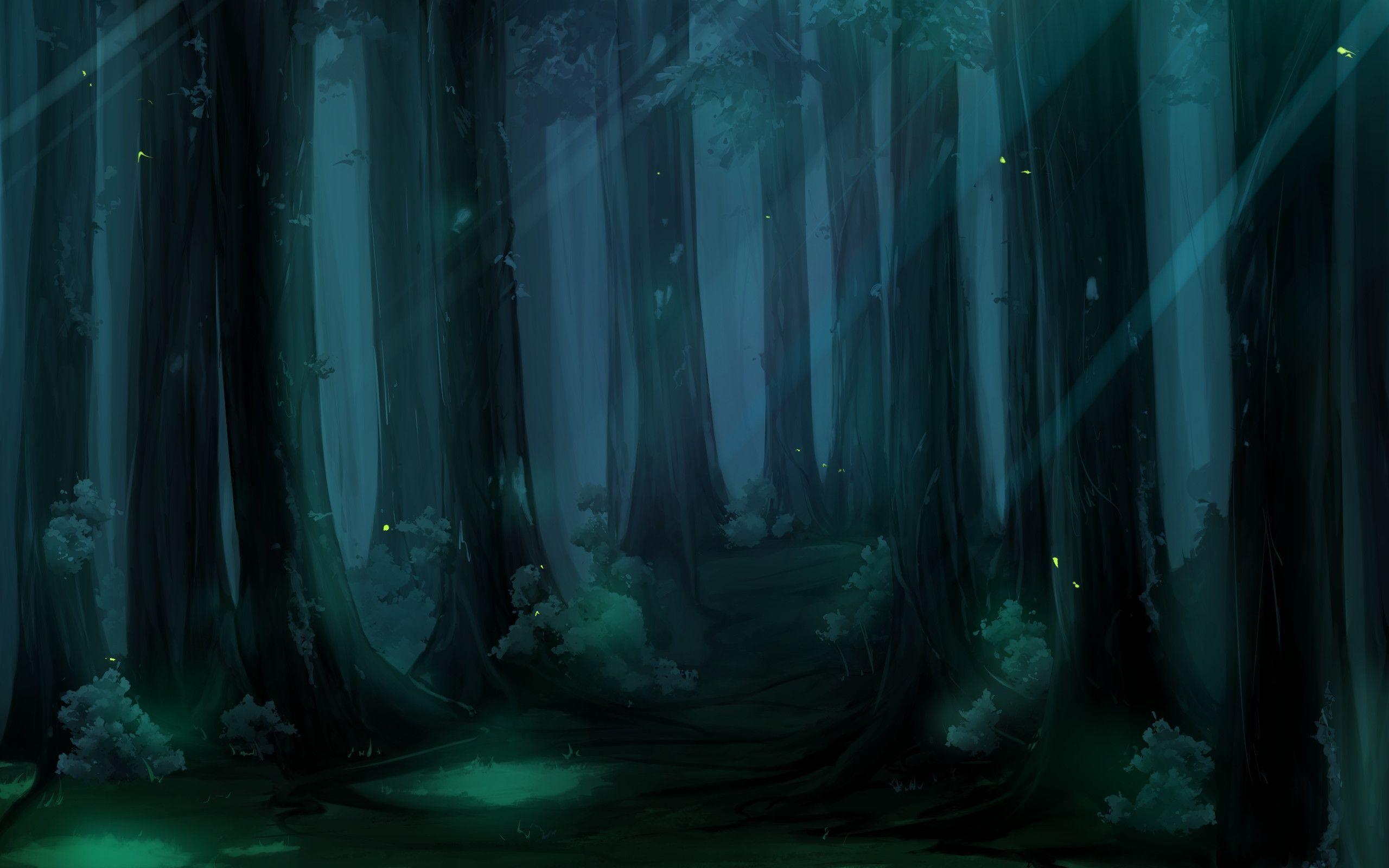 Foresta oscura anime notturna, 2560x1600 2K, Laptop