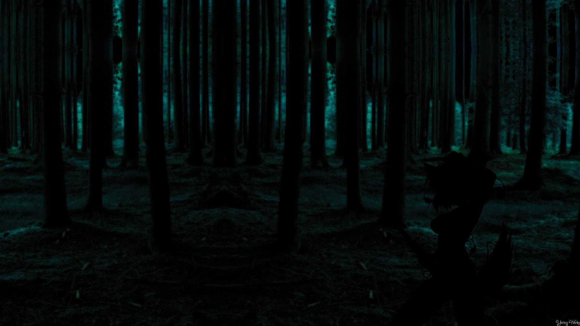 Foresta scura con luci verdi, 1920x1080 Full HD 1080p, PC