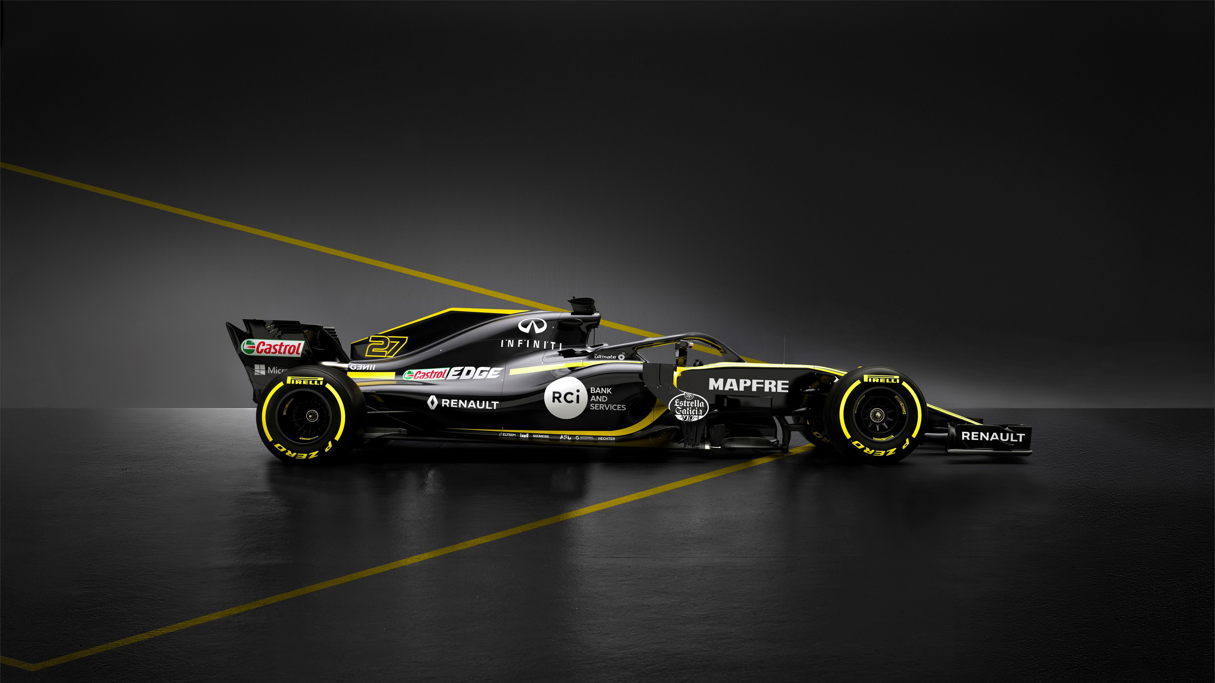 Renault RS18 F1 nera, 4096x2304 4K, Desktop 4K