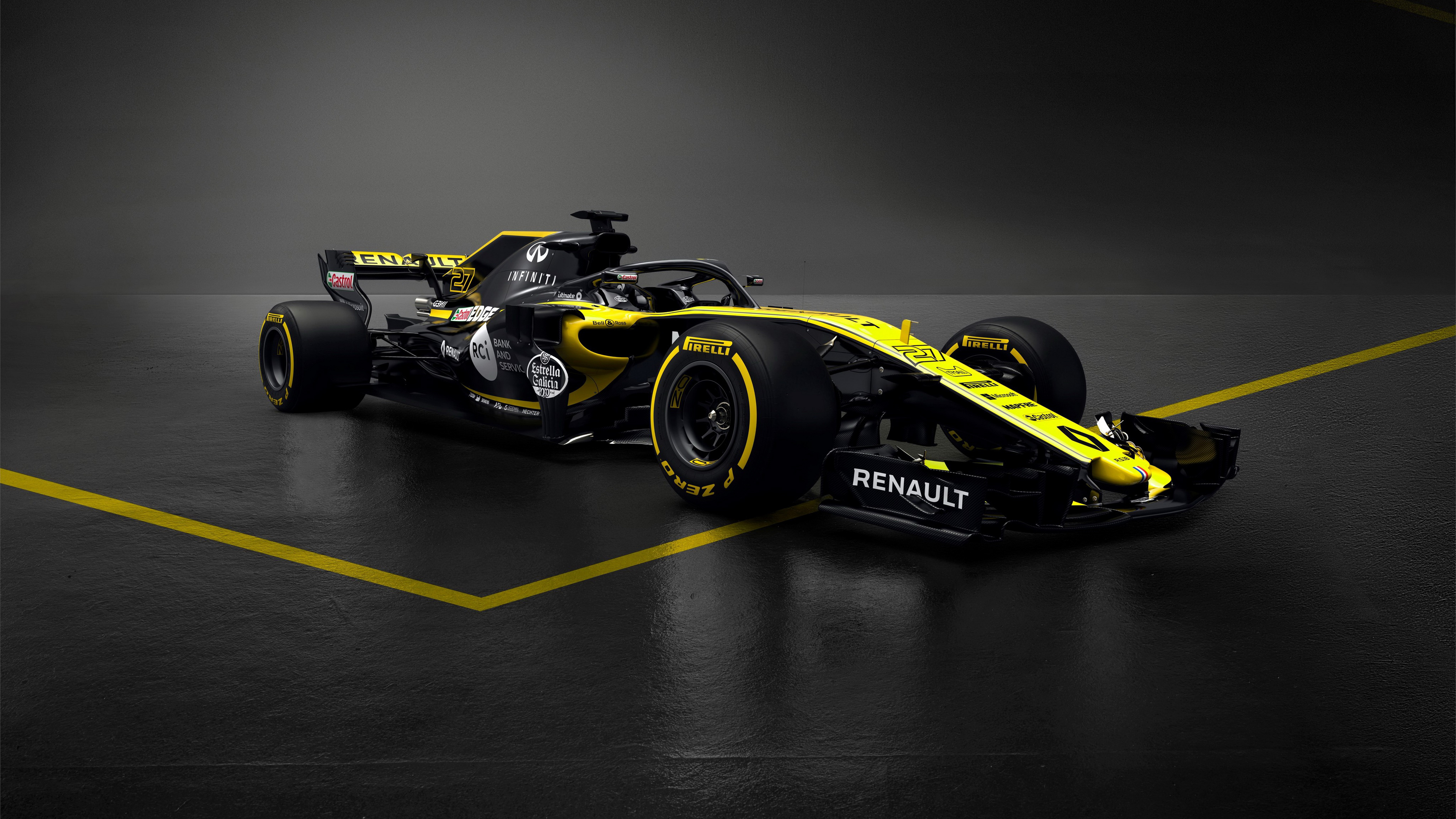 Renault F1 auto nera gialla, 4096x2304 4K, Smart TV 4K