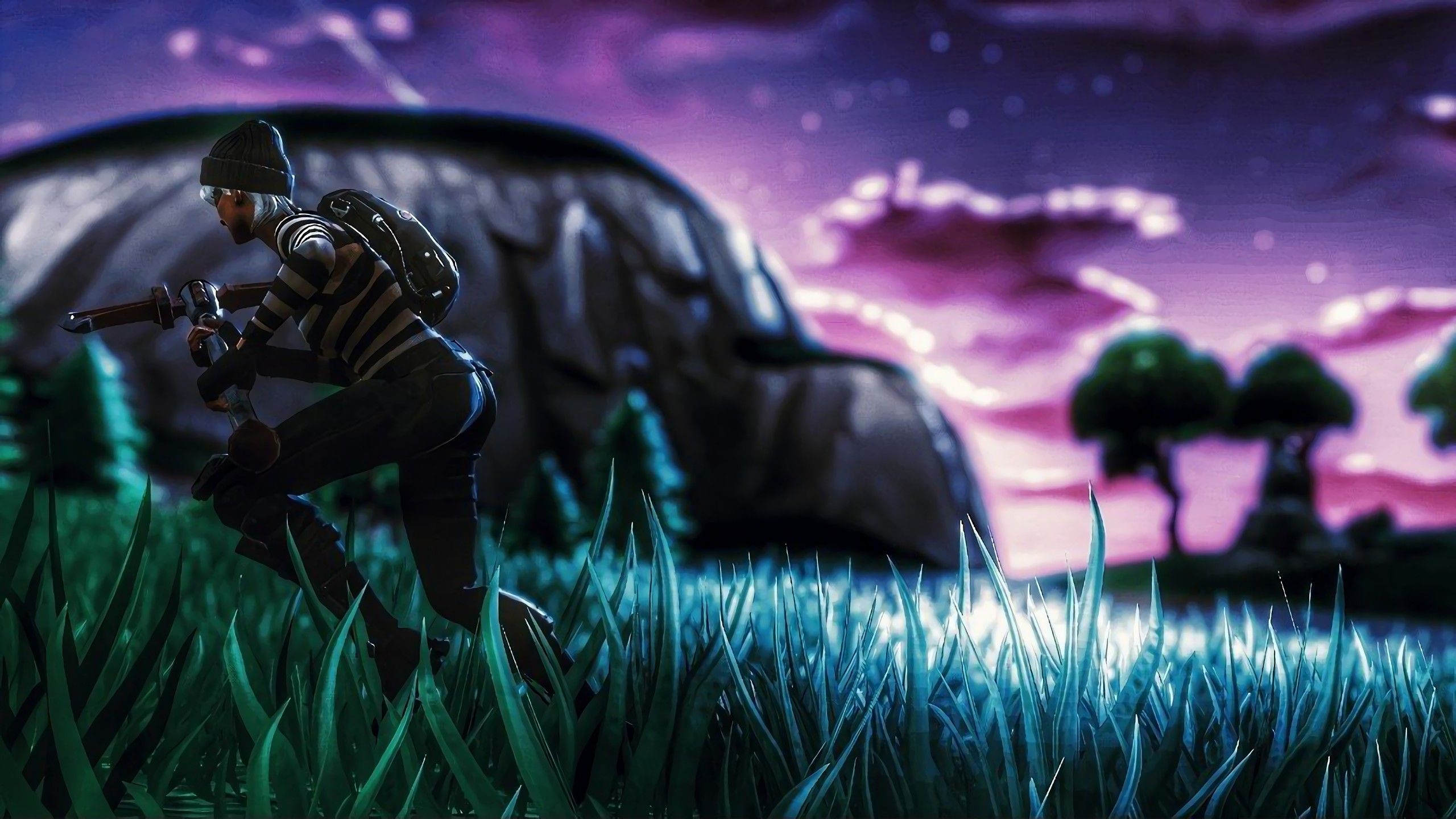 Personaggio Fortnite in agguato notturno, 2560x1440 1440p, Desktop