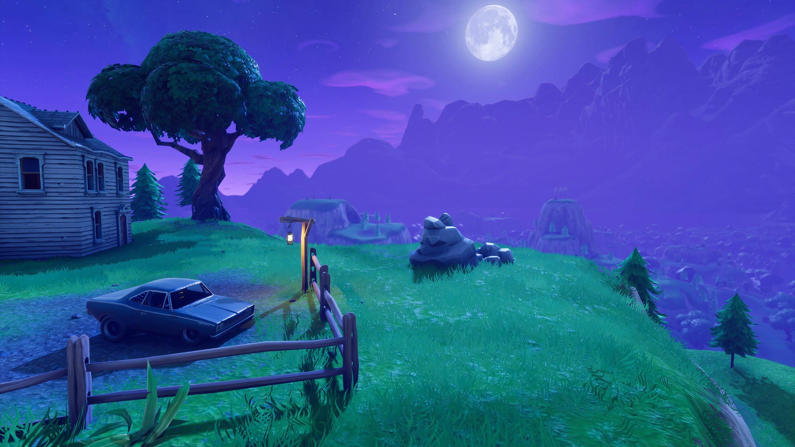 Fortnite paesaggio notturno con luna, 2560x1440 2K QHD, PC