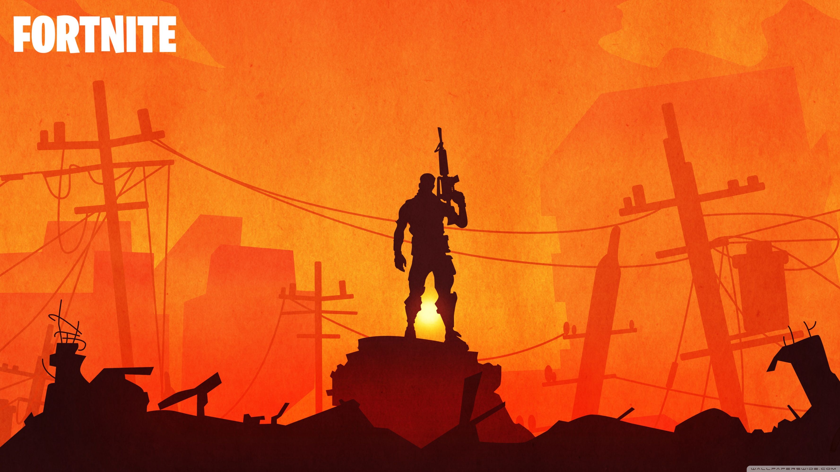 Personaggio Fortnite silhouette apocalisse, 3554x1999 2K, Desktop