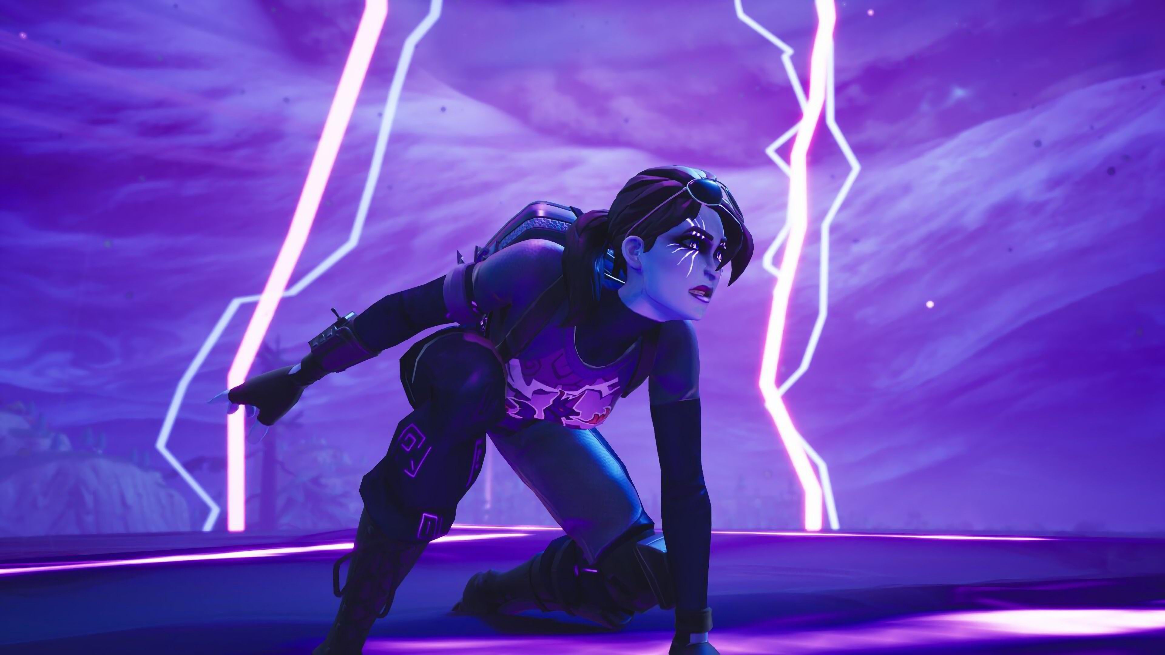 Personaggio Fortnite fulmini viola, 3840x2160 Ultra HD, 4K TV