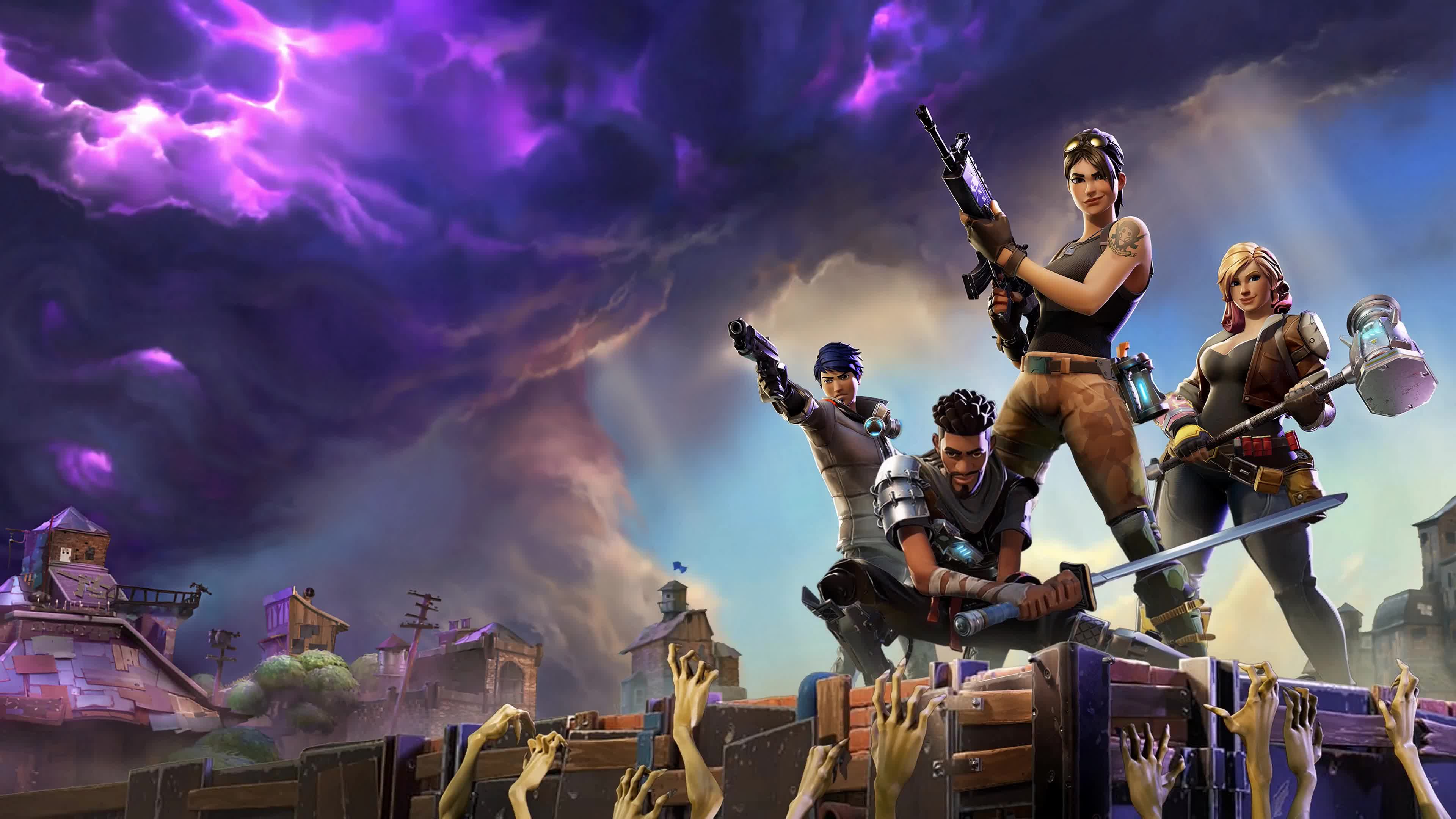 Personaggi Fortnite battaglia zombie, 3840x2160 Ultra HD, 4K TV