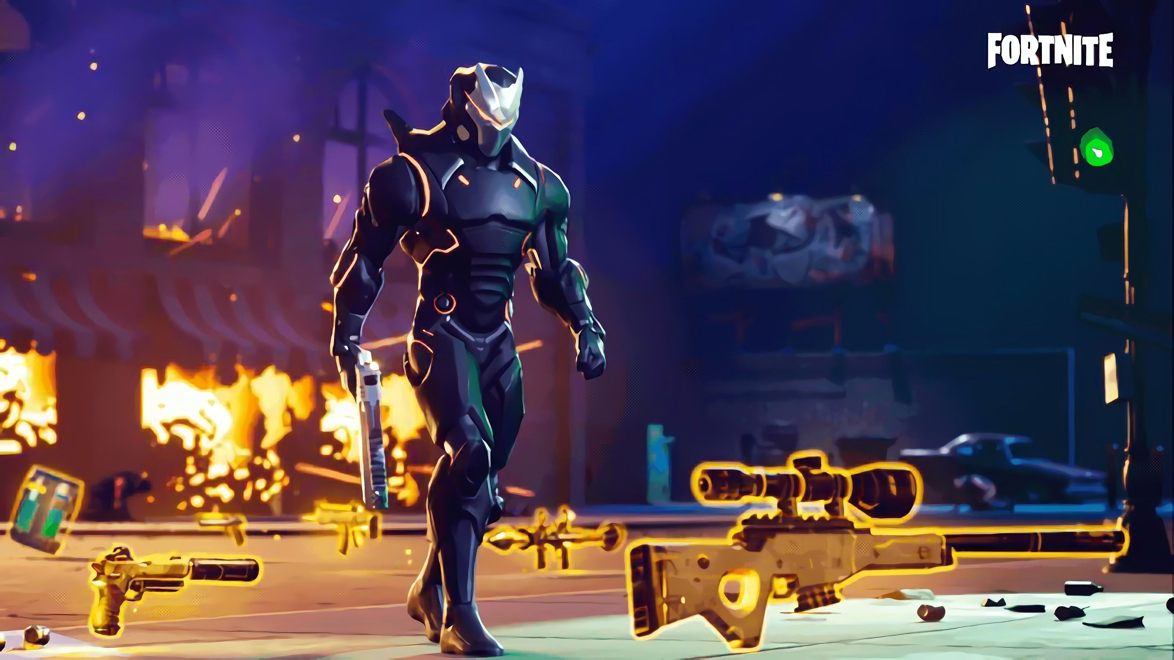Personaggio Fortnite armatura nera, 3840x2160 4K Ultra HD, Monitor 4K