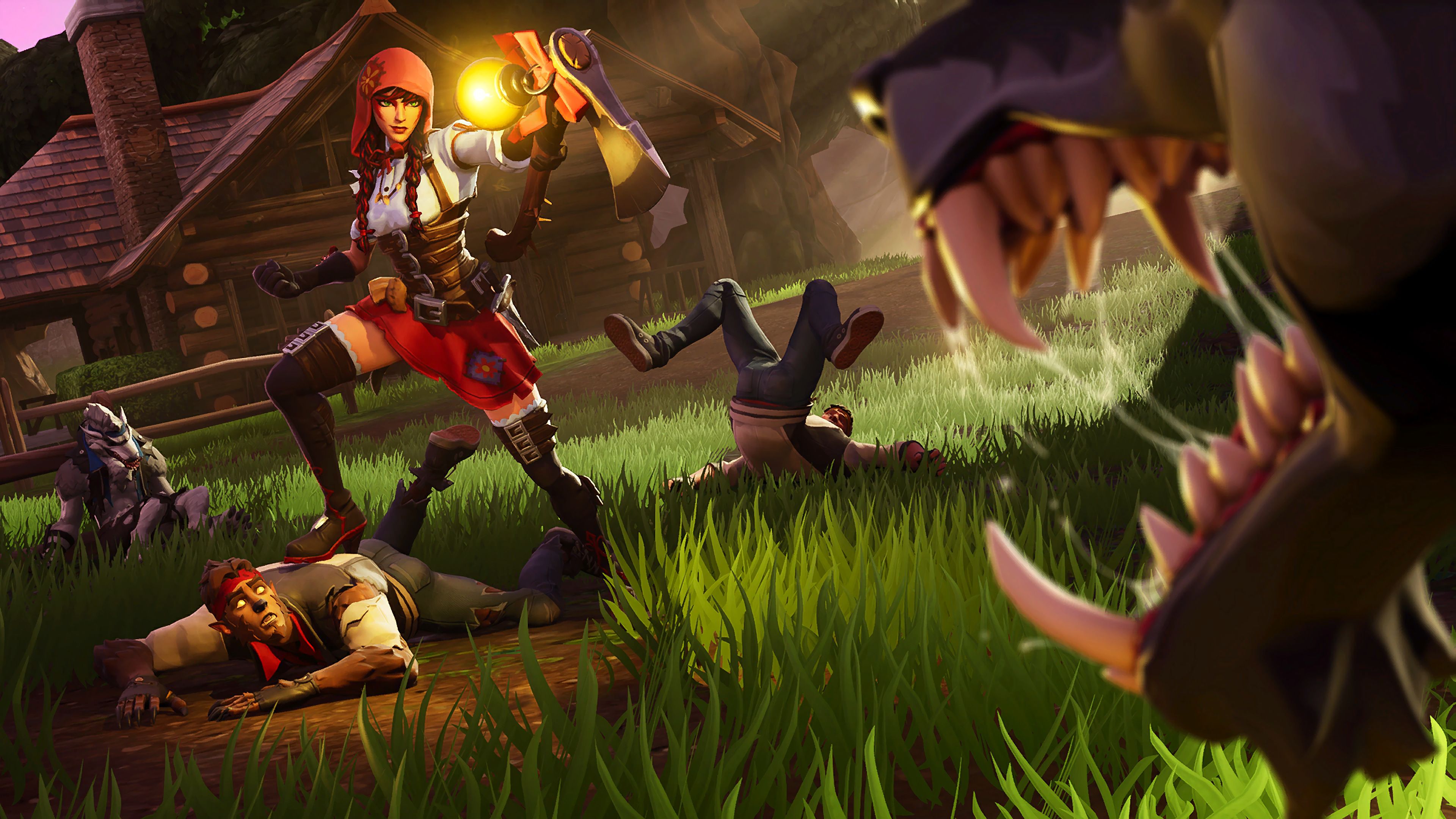 Personaggio Fortnite battaglia villaggio, 3840x2160 UHD, PC 4K