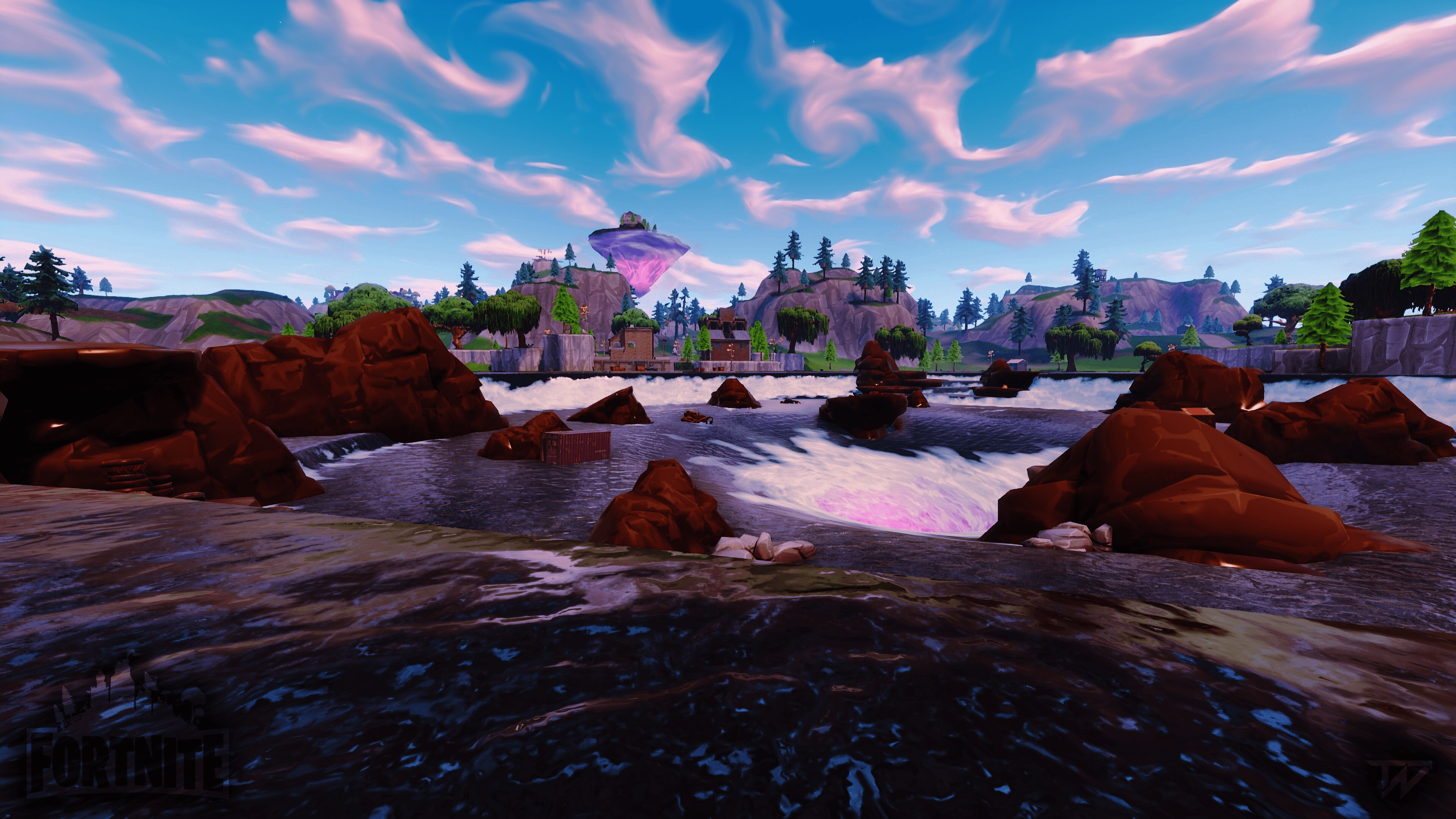 Fortnite paesaggio villaggio montagne, 3840x2160 4K, Desktop 4K
