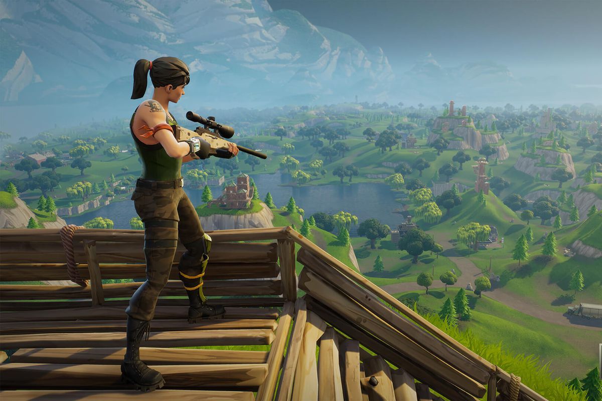 Personaggio Fortnite con fucile, Epic Games, 1200x800 HD, PC